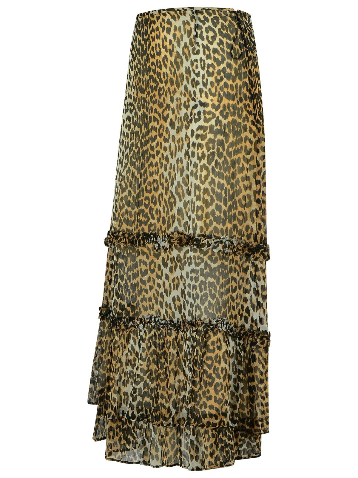 Ganni Long Skirt In Viscose 'Chiffon' With Leopard Print Women - 2