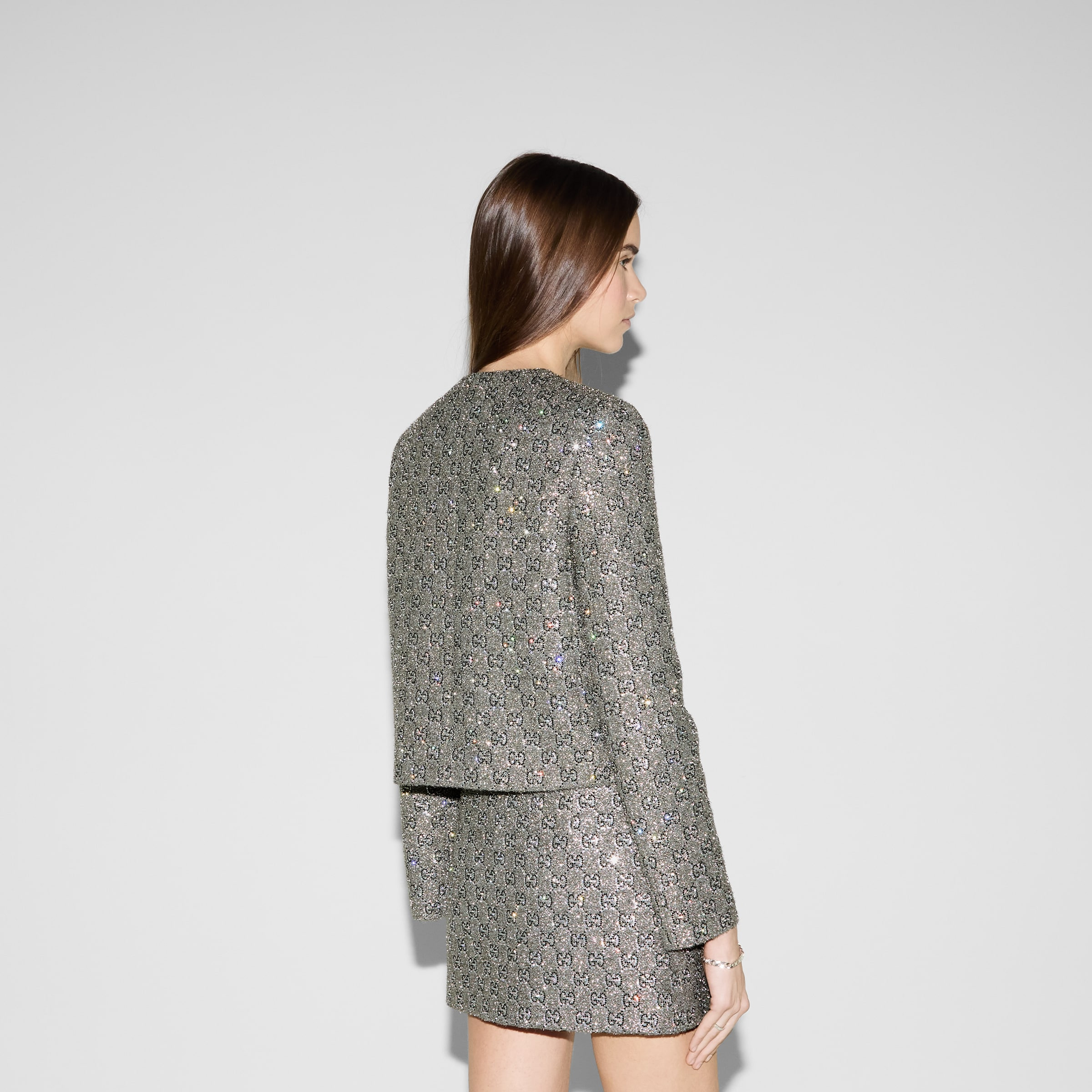 Embroidered GG wool tweed jacket - 4