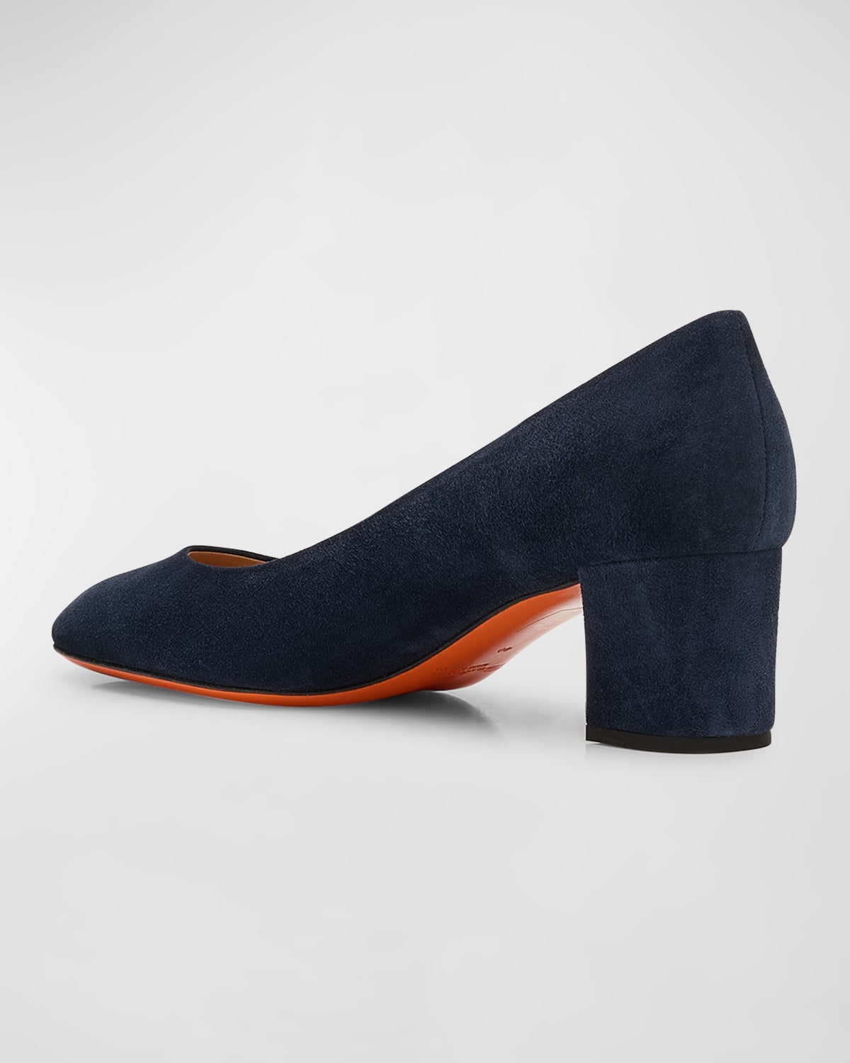 Suede Block-Heel Pumps - 4