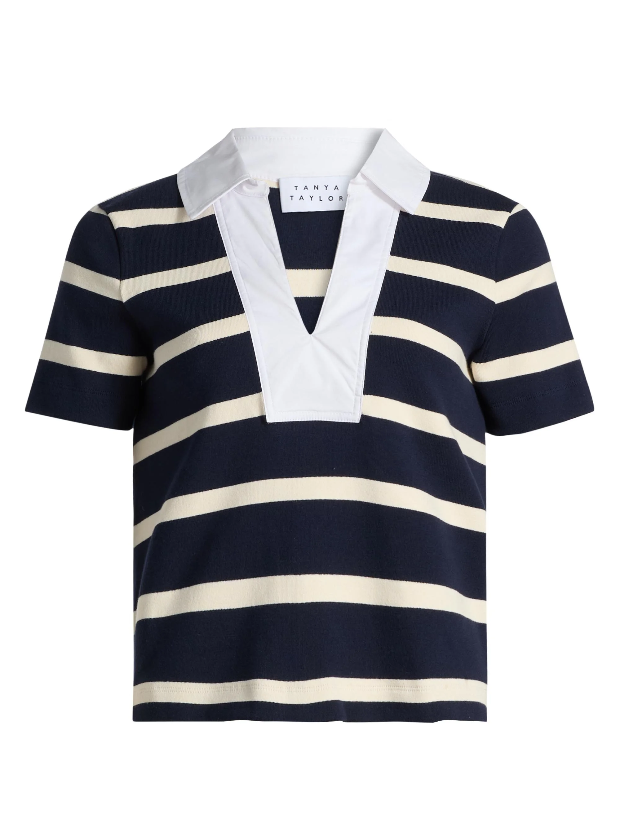 Women's Melanie Striped Stretch Cotton Top - Maritime Blue Wide Stripe - 1