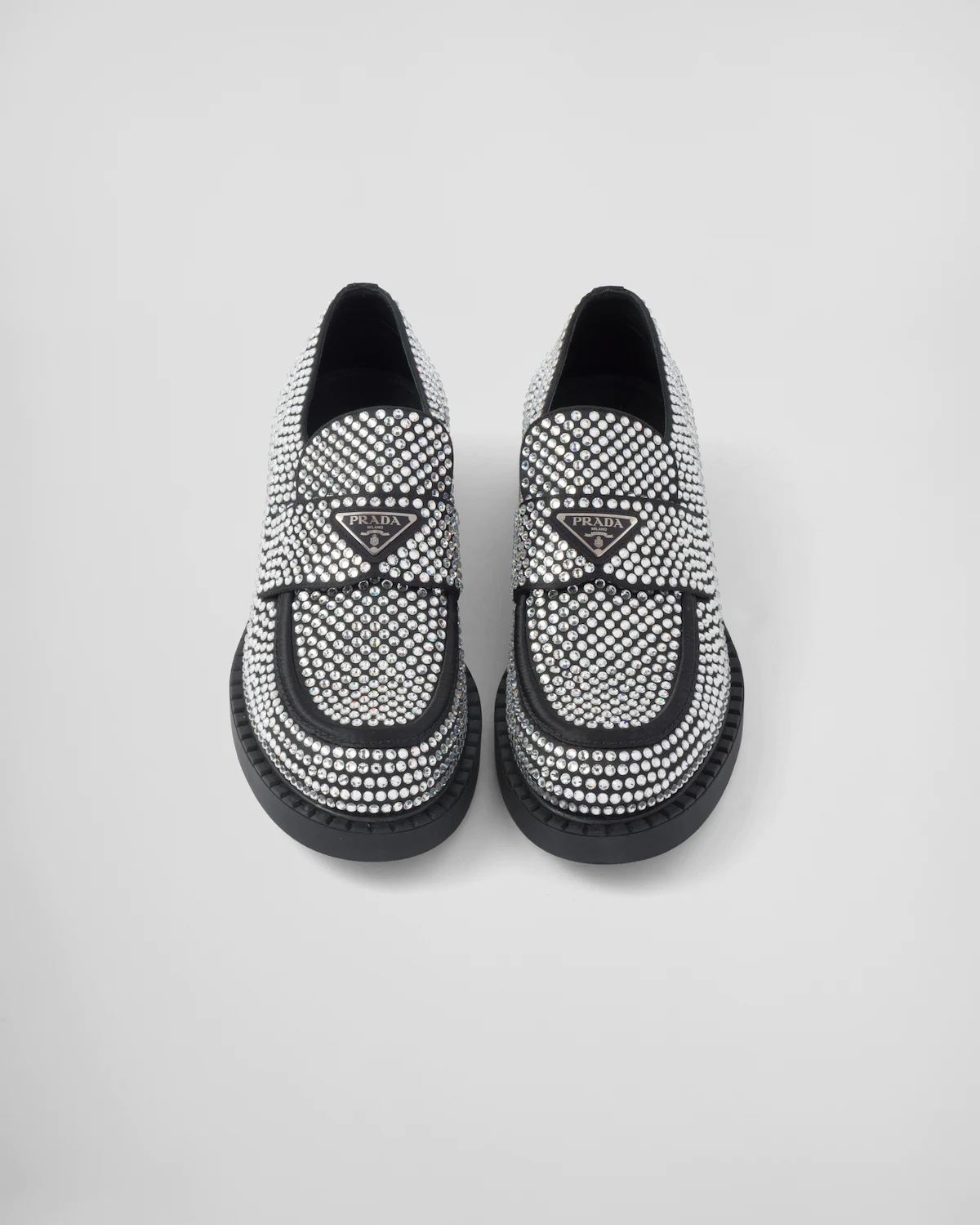 Chocolate satin loafers with crystals - 4