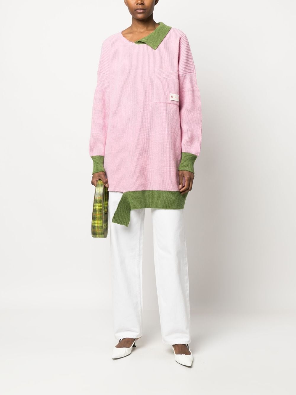 asymmetric raw-edge ribbed jumper - 2