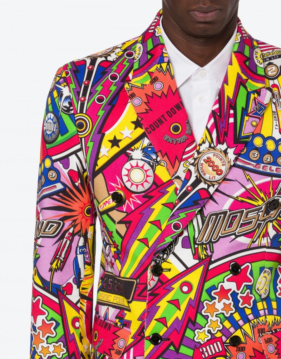 STRETCH GABARDINE PINBALL PRINT JACKET - 4