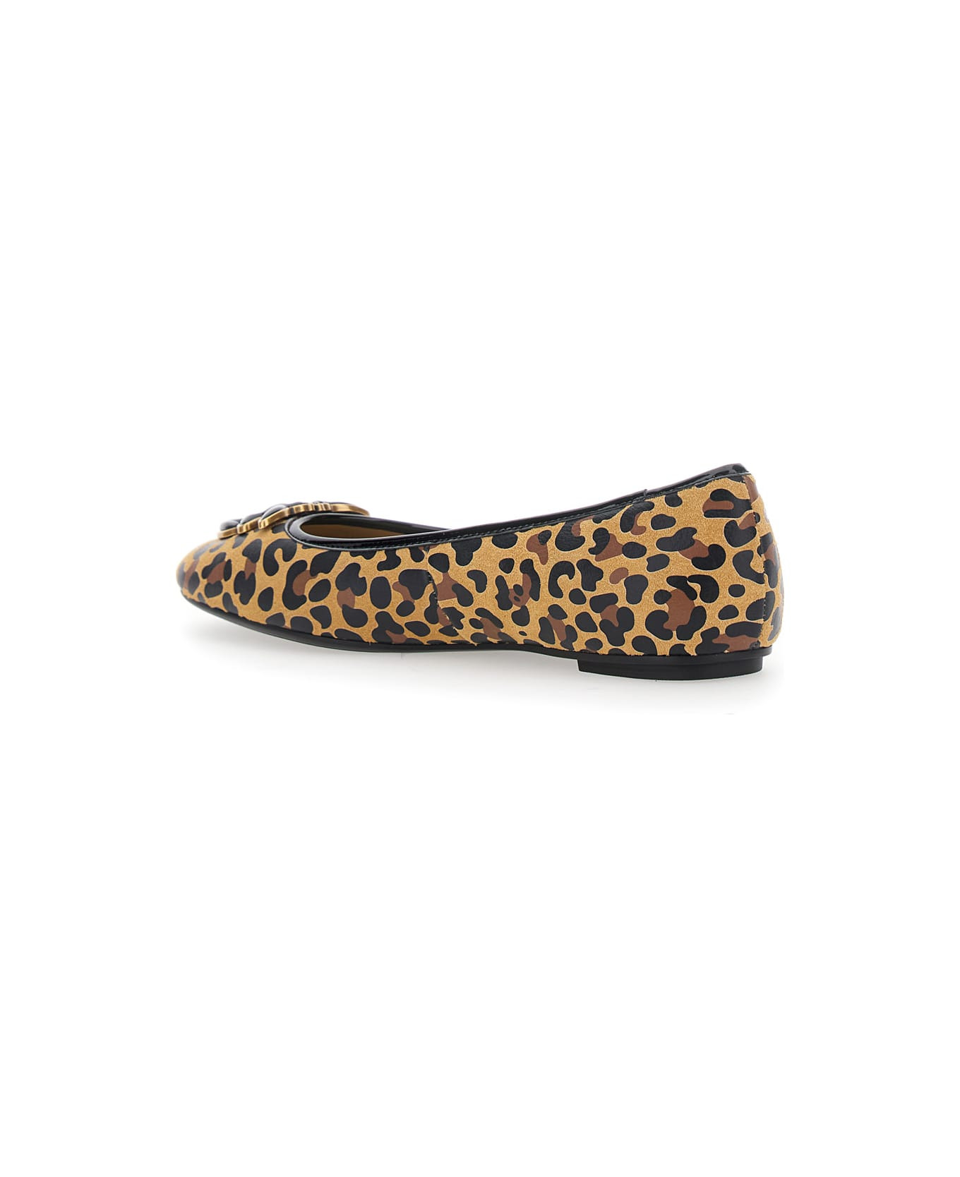 'max' Multicolor Ballet Shoes With Logo Love Birds Diamond Cut On The Front And Leopard Motif In Sue - 3