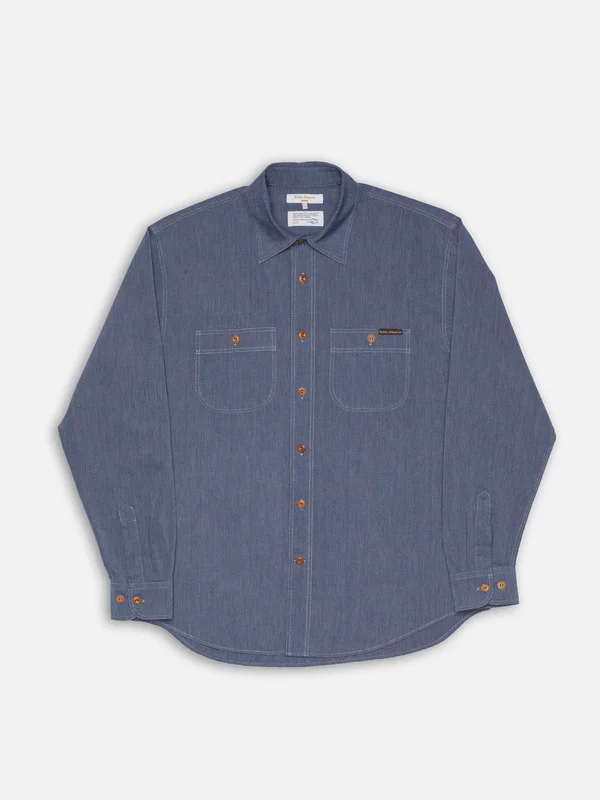 Julian Chambray Worker Shirt Indigo - 1