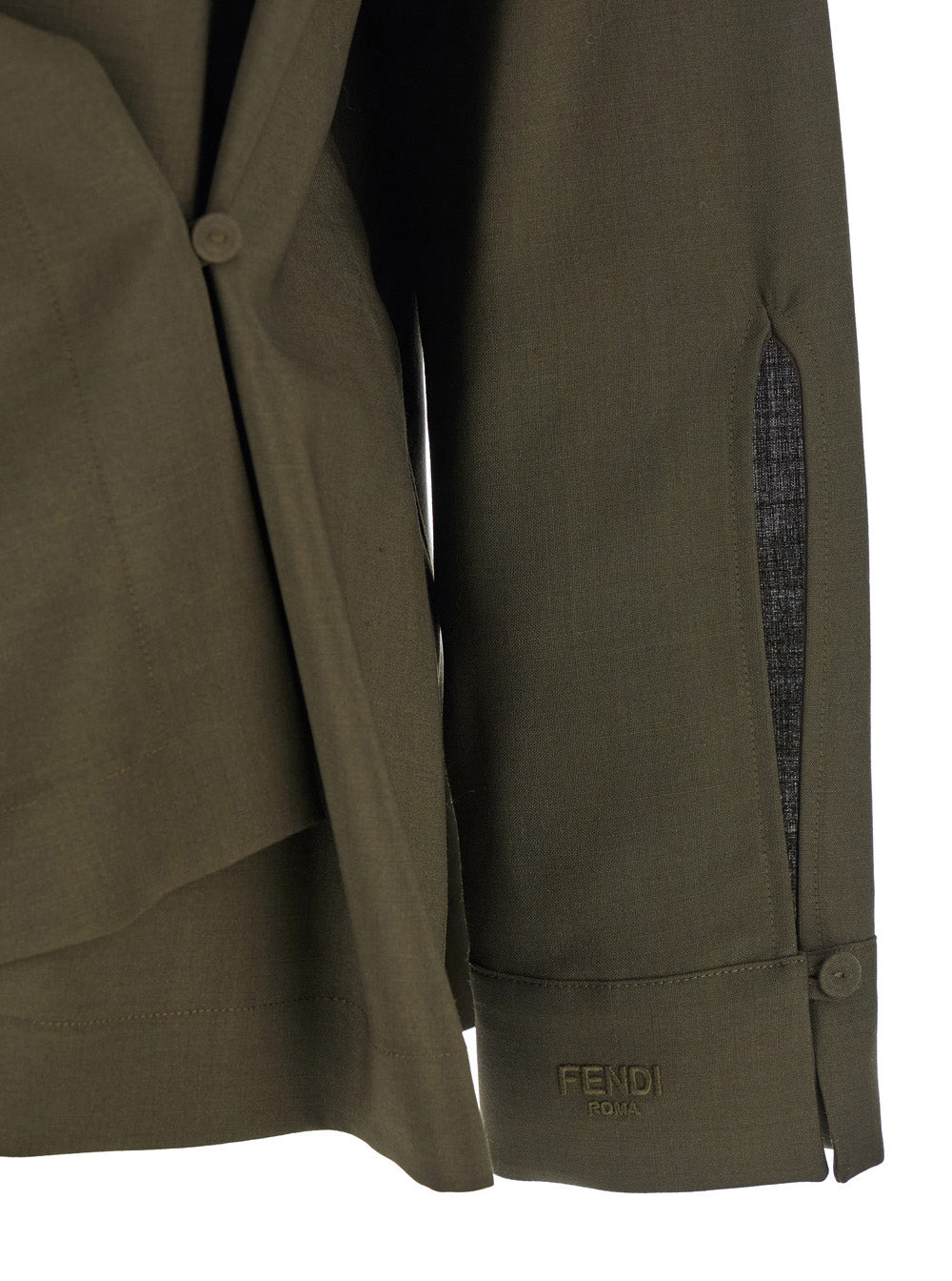 Fendi Women Green Shirt With Asymmetric Side Closure And Cut-Out Detail On The Front In Wool Woman - 3