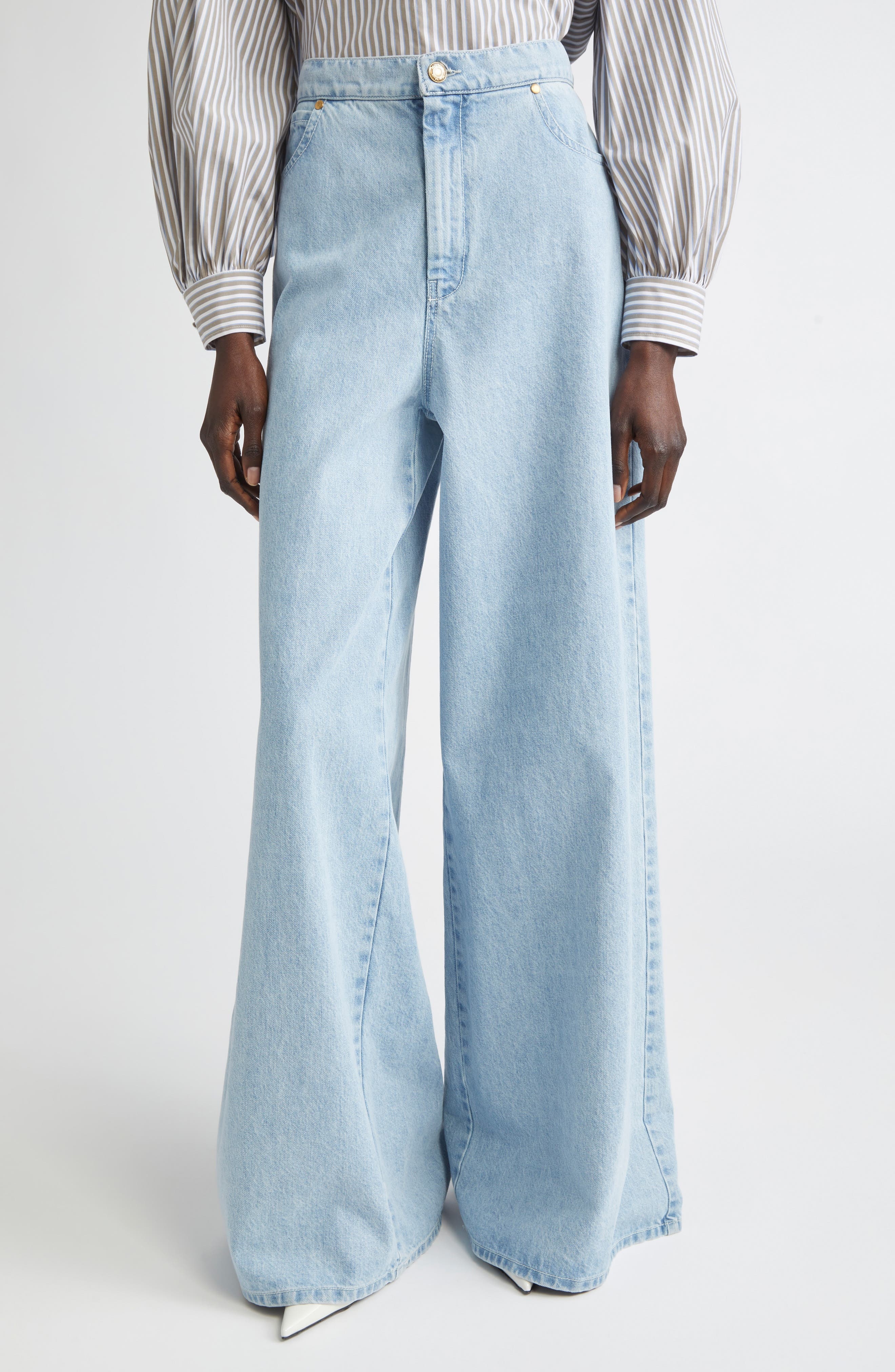 Max Mara Affari Wide Leg Jeans in Light Blue at Nordstrom - 1
