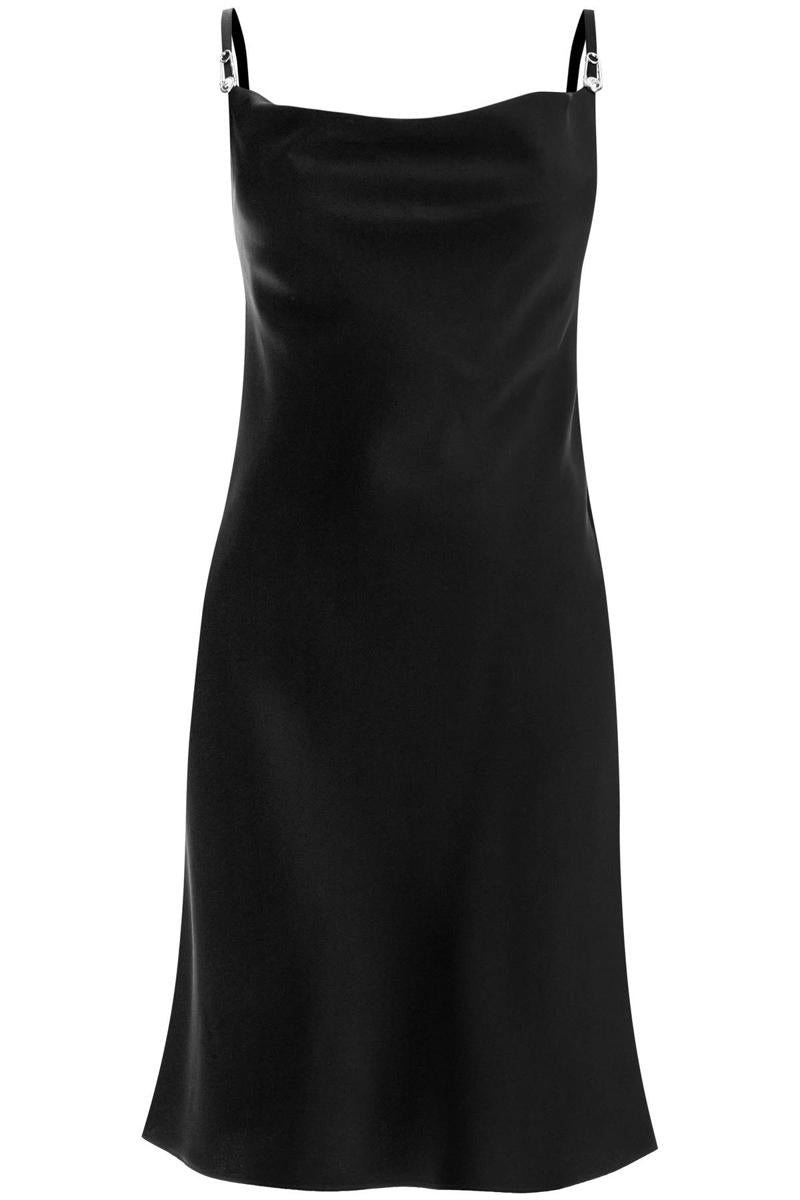 オールインワン・サロペット Versace Opaque Satin Flared Mini Dress With Brooch Versace Opaque Satin Flared Mini Dress With Brooch | italist