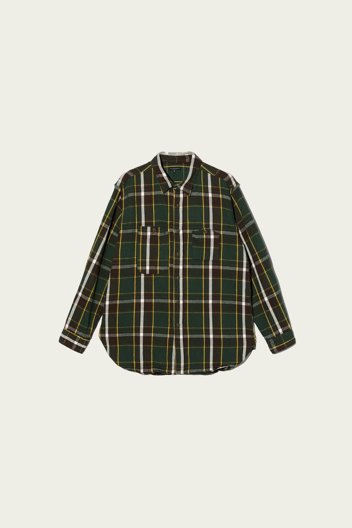 Work Shirt - Olive/Brown Cotton Heavy Twill Plaid - 1