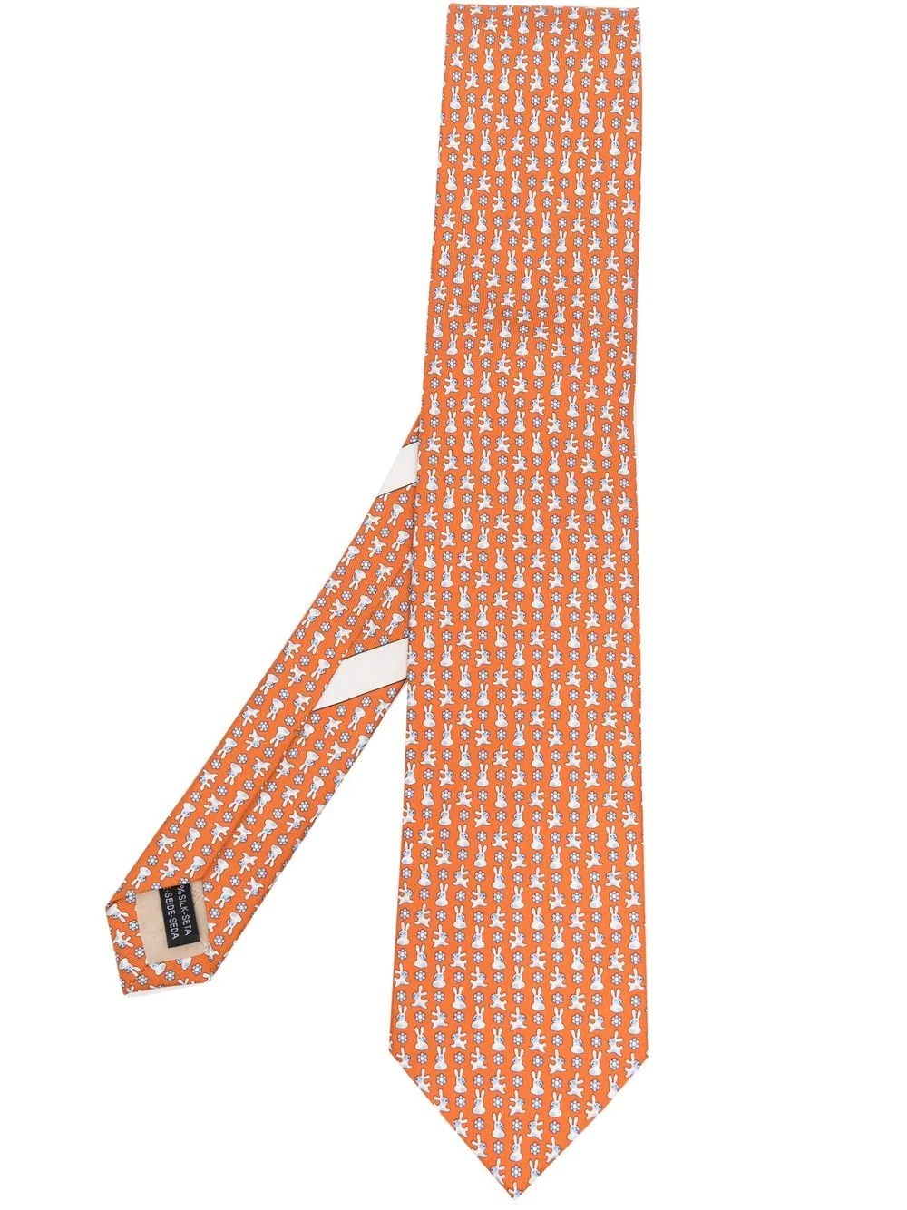 bunny-print silk tie - 1