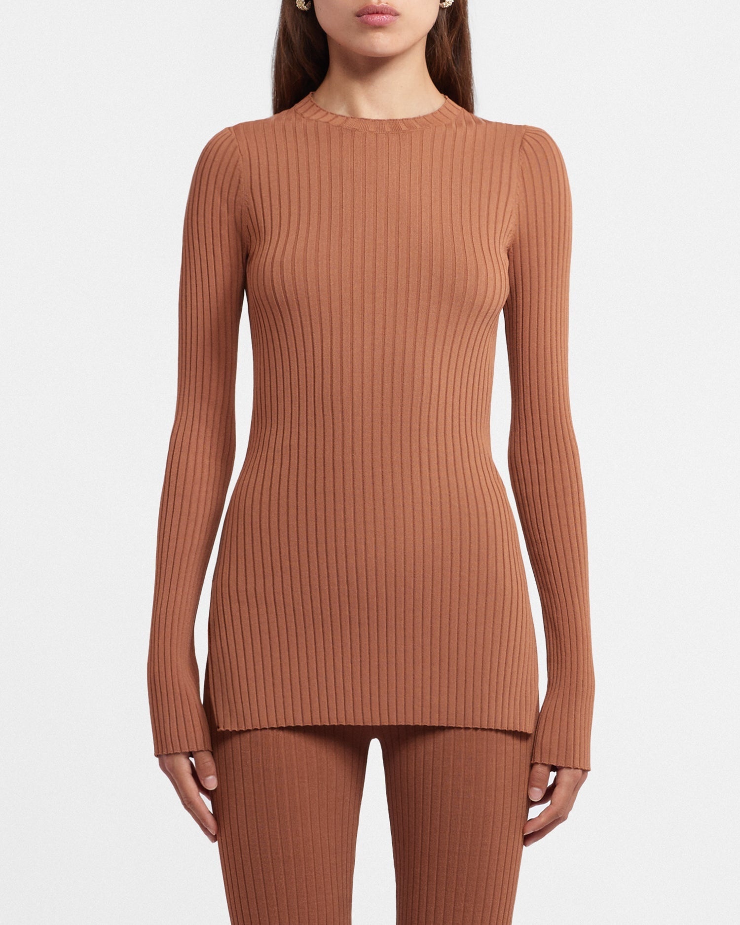 Ribbed-Knit Long-Sleeve Top - 1