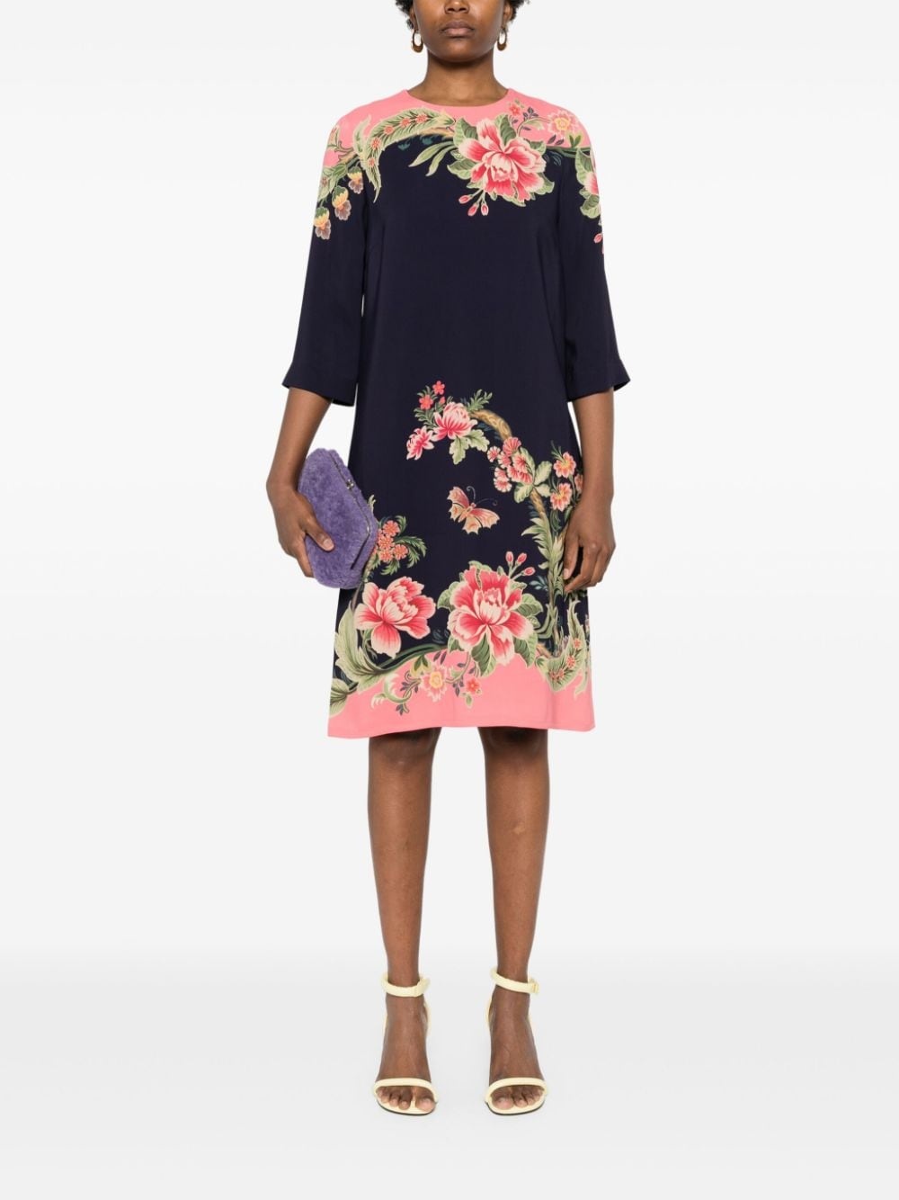 floral-print silk midi dress - 2