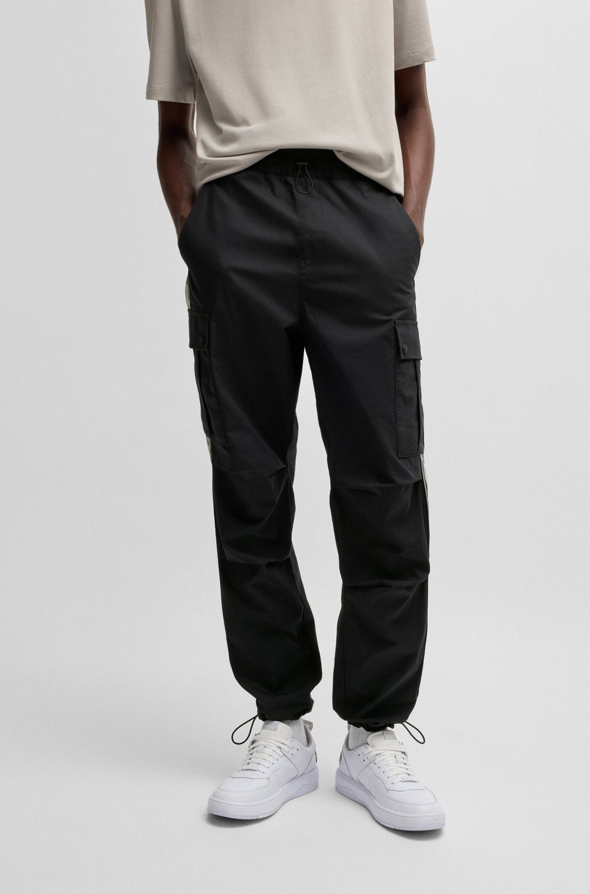 HUGO X RB REGULAR-FIT CARGO TROUSERS WITH BRANDED TAPE - 2