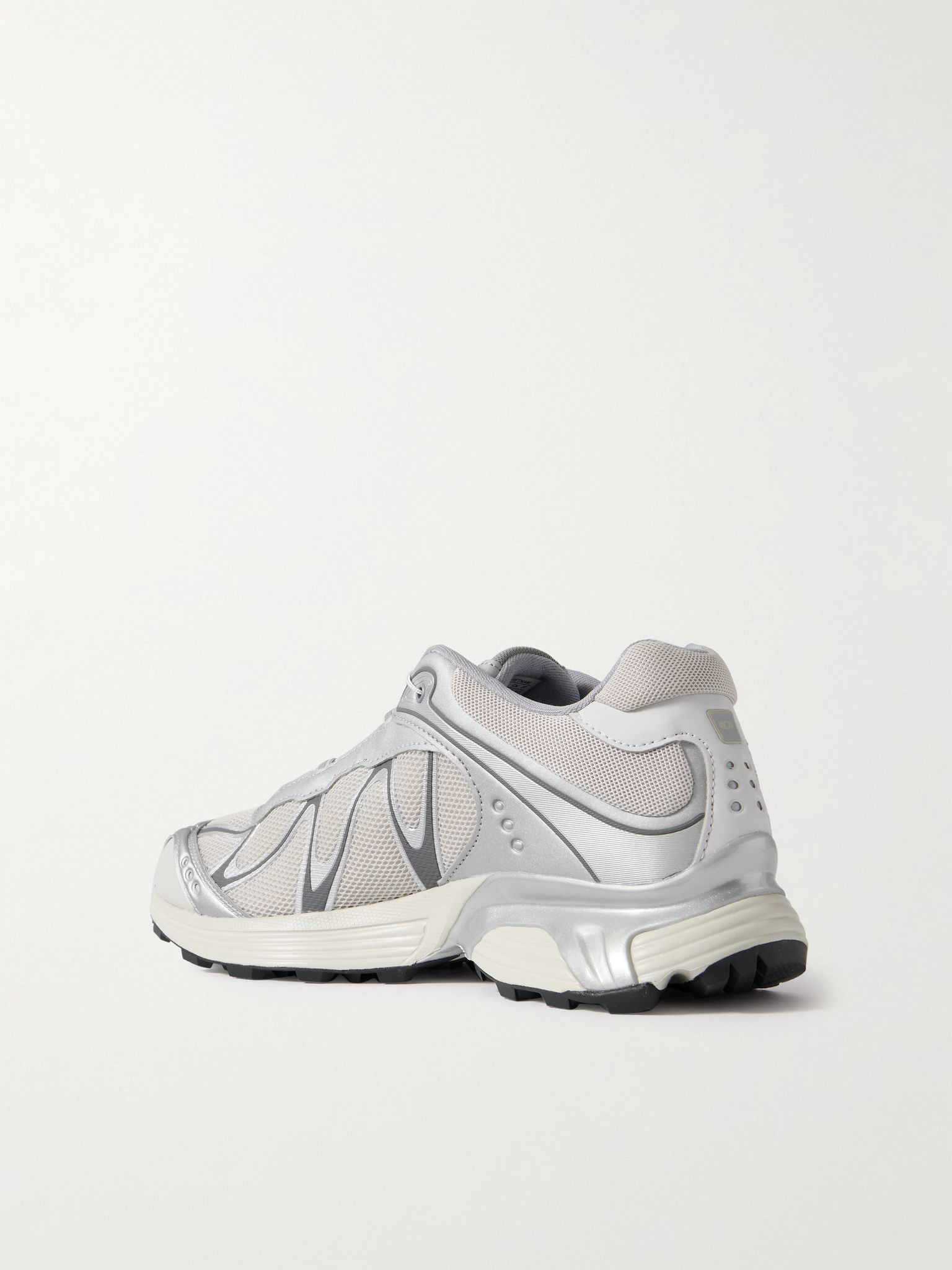 XT-WHISPER Metallic Rubber-Trimmed Mesh Sneakers Gray - 4