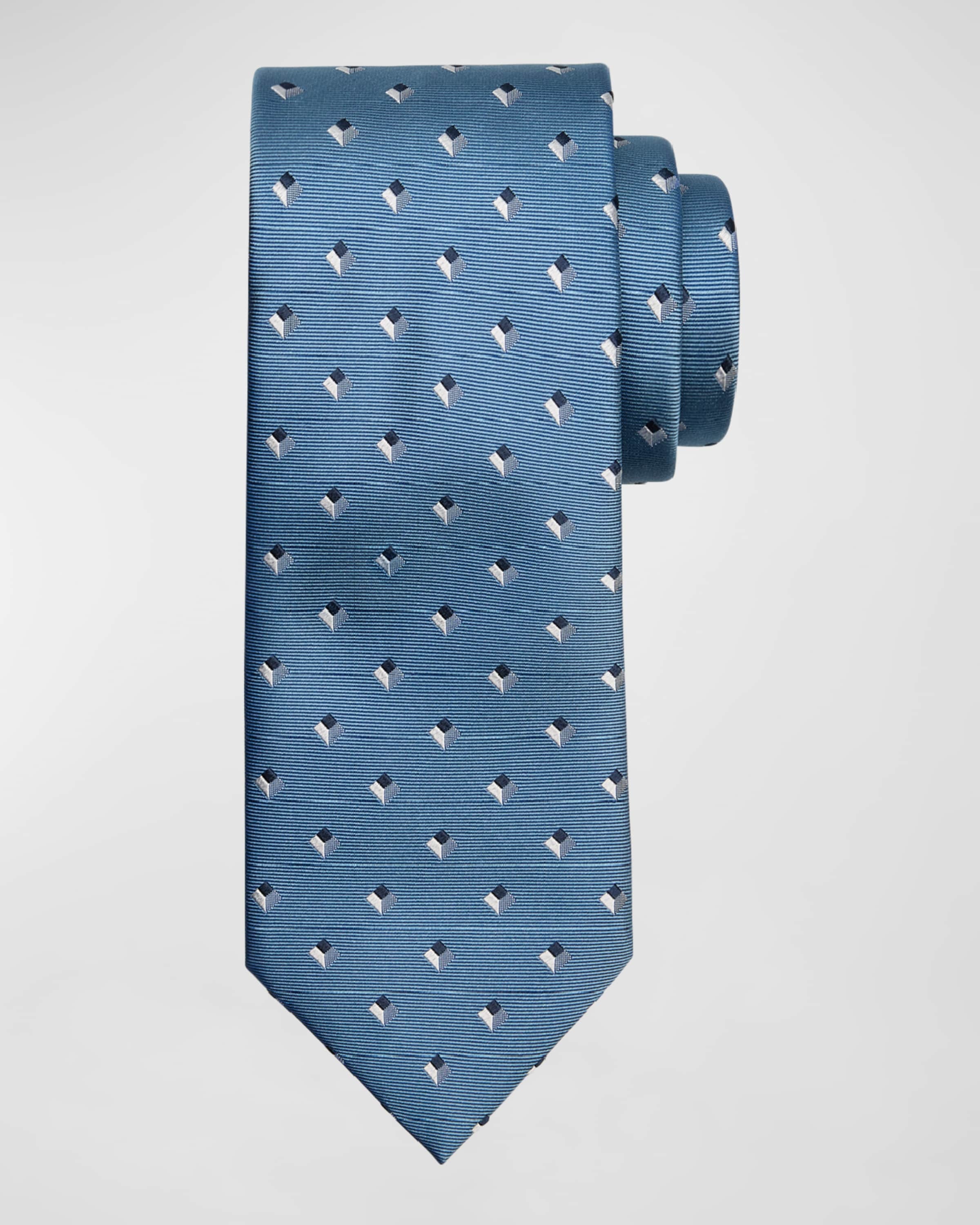 Men's 3D Geometric Silk Tie - 1