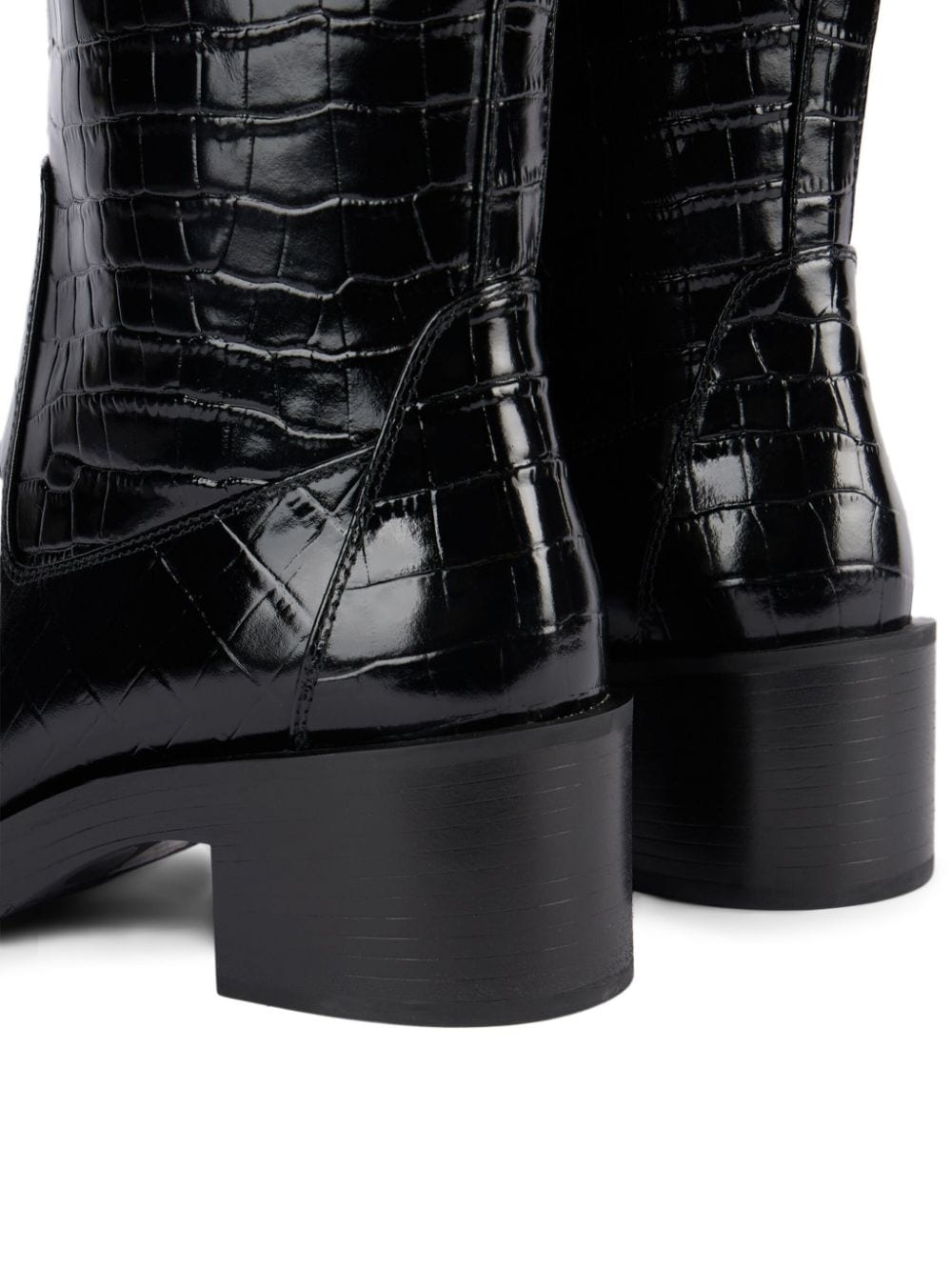 crocodile-embossed leather boots - 5