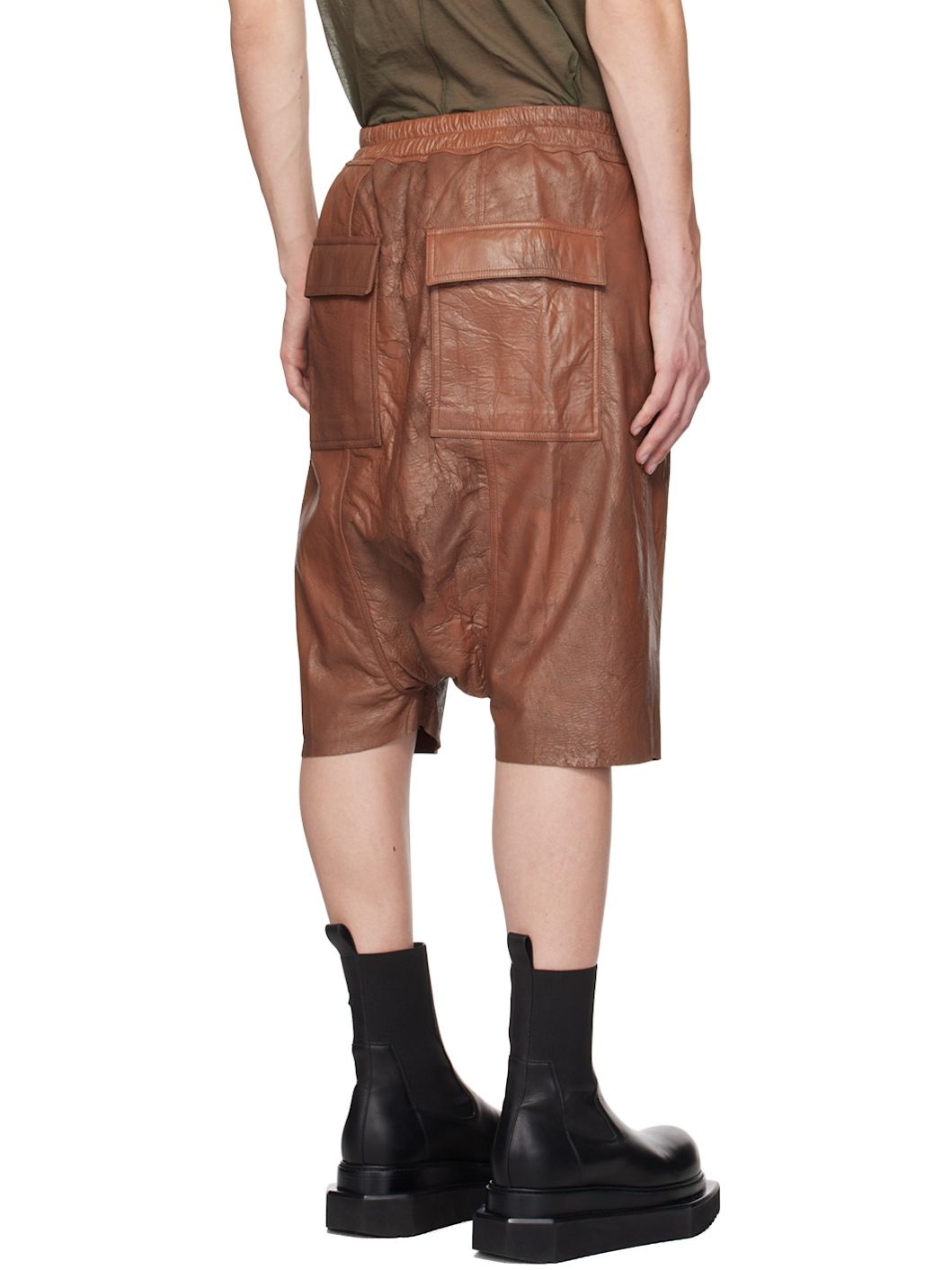 Red Megablister Leather Shorts - 3