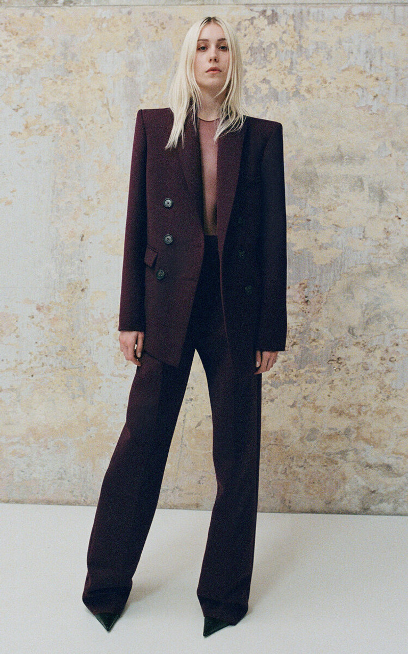 ALEX PERRY Oversized Wool Suiting Blazer burgundy outlook