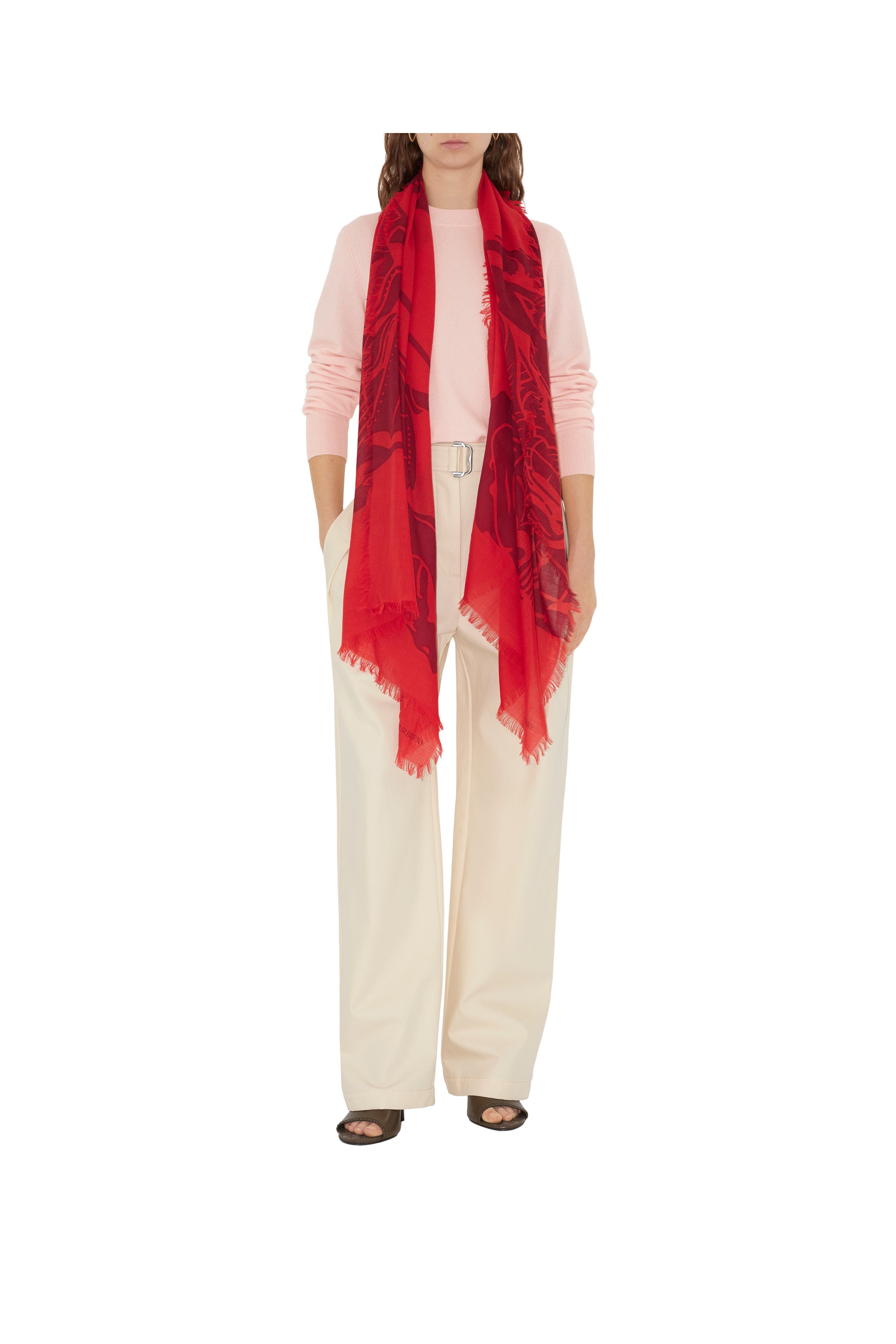 burberry Wide EKD Wool Scarf in Oxblood at Nordstrom - 2
