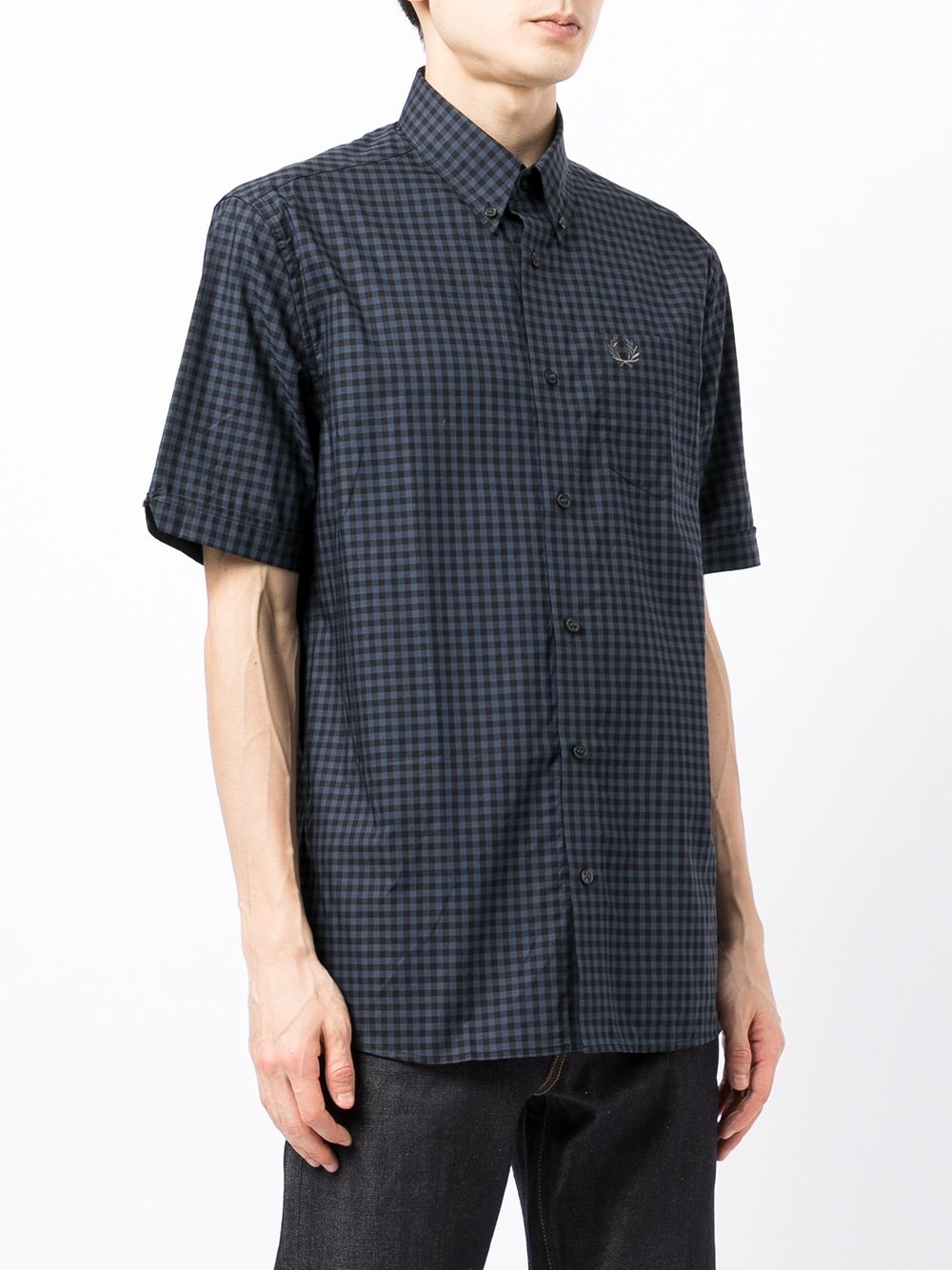 check-print cotton shirt - 3