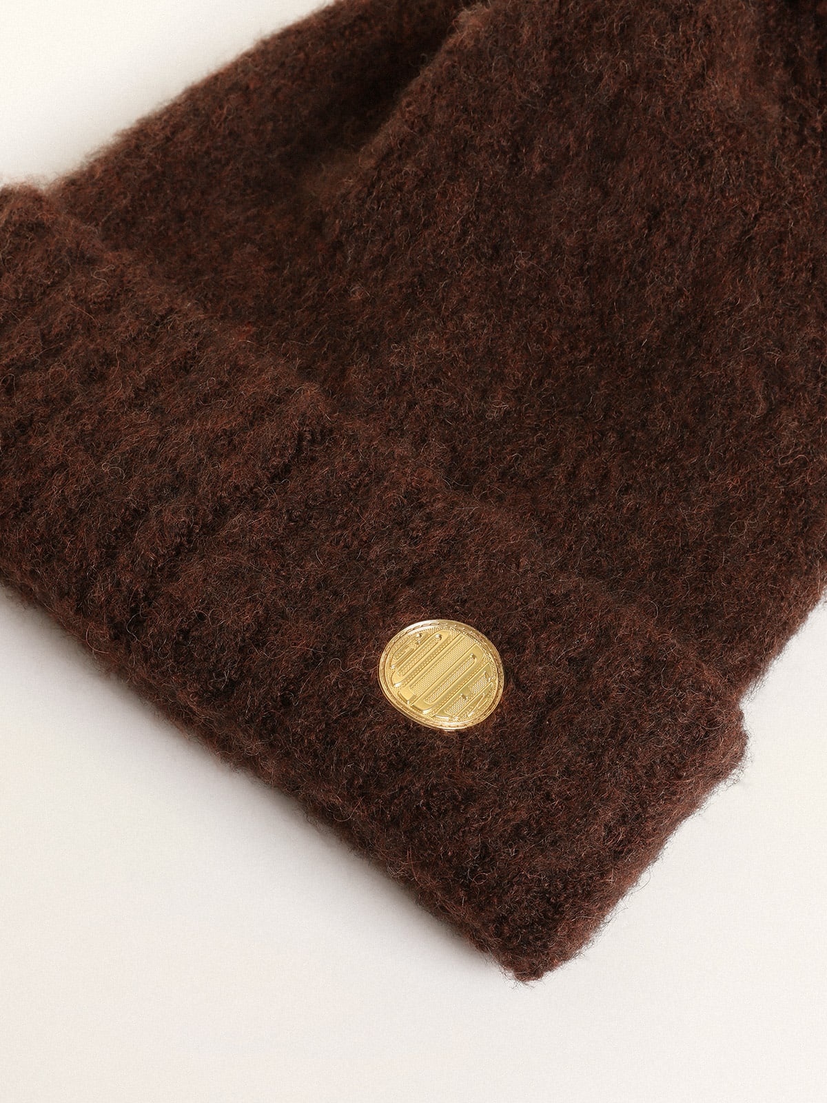 Coffee-colored wool beanie with pompom - 2