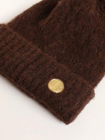 Golden Goose Coffee-colored wool beanie with pompom outlook