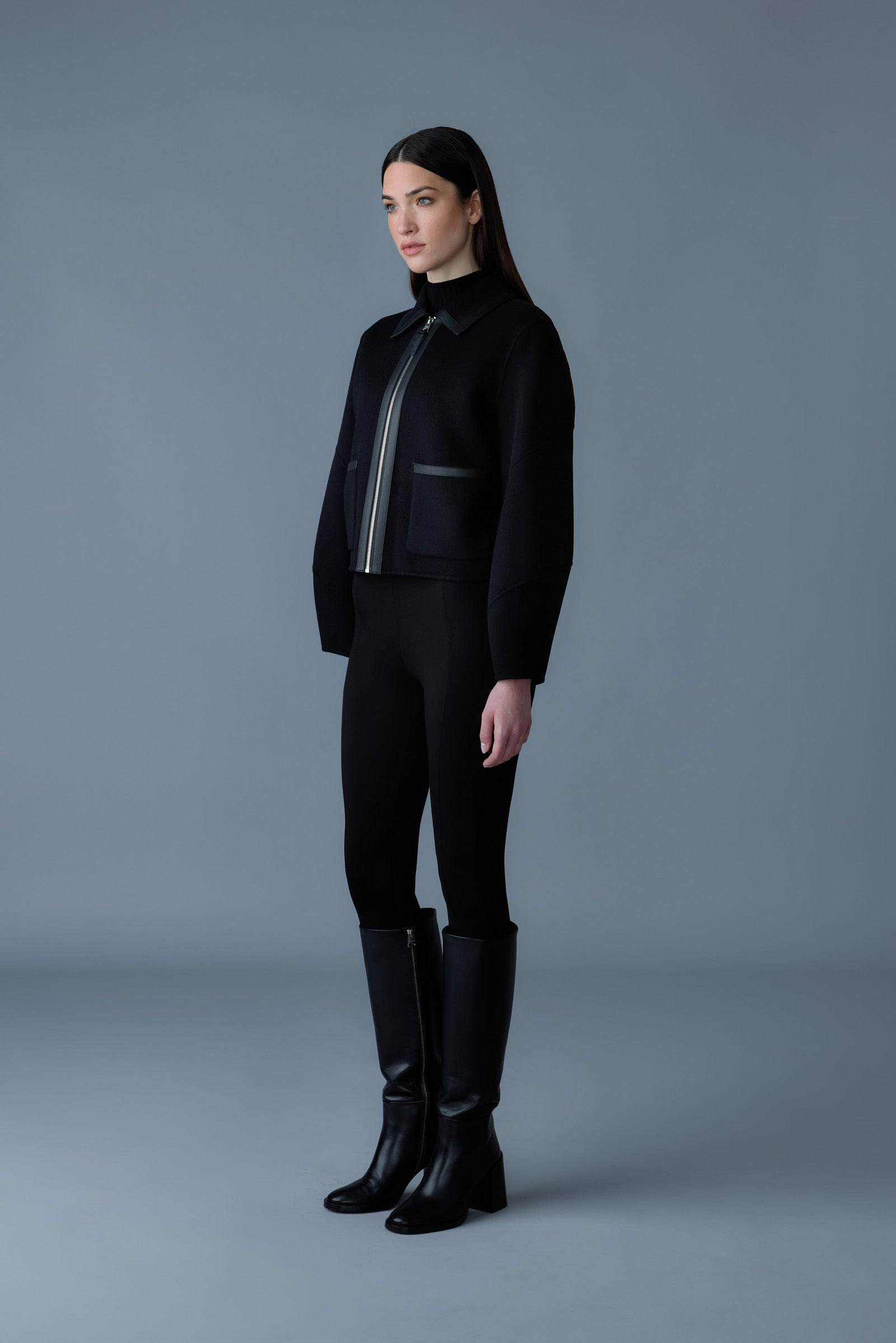 SOLANA Double-Face Wool balloon sleeved short jacket - 3