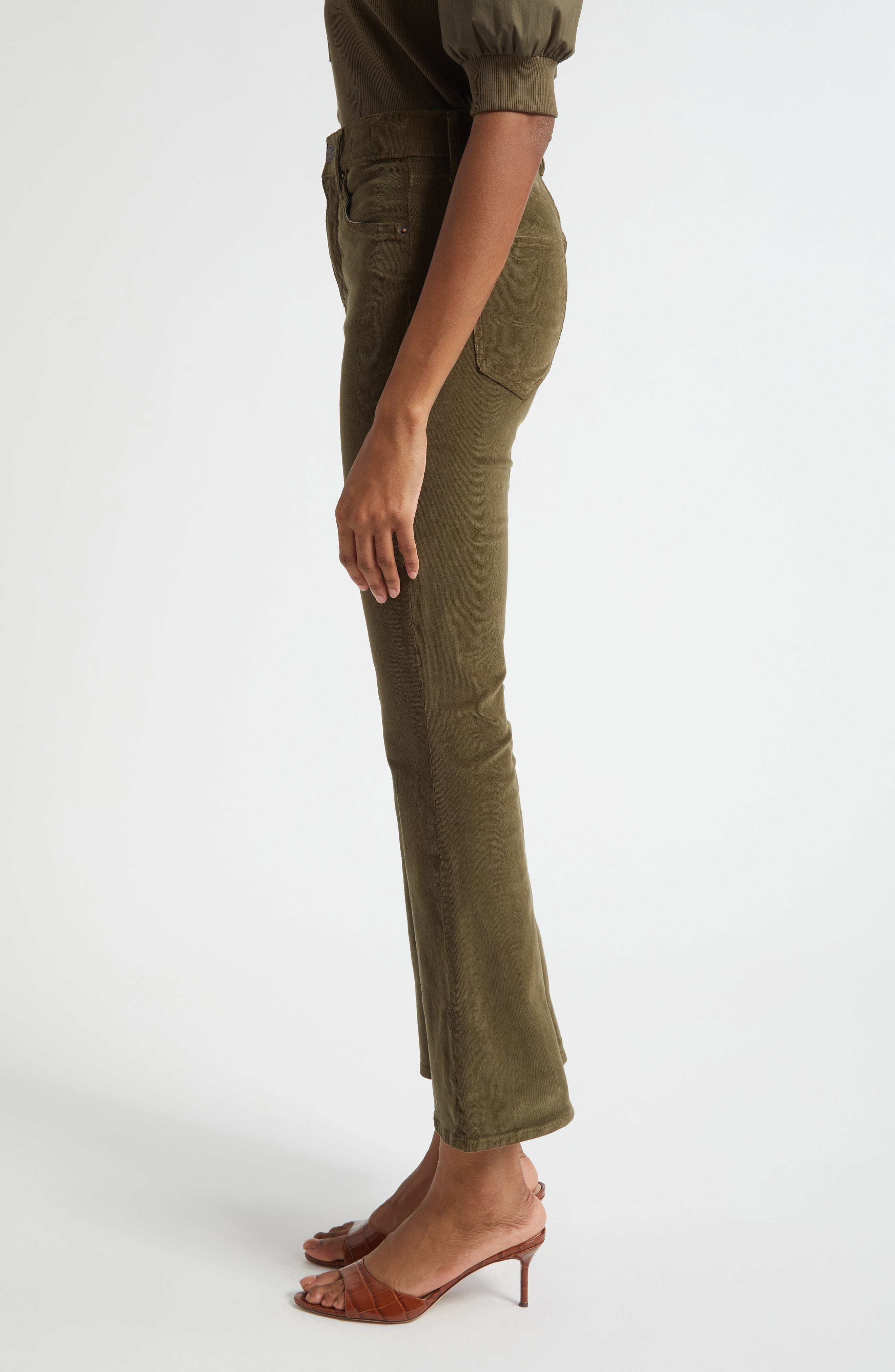 Veronica Beard Carson High Waist Ankle Flare Leg Corduroy Pants in Cypress at Nordstrom - 4