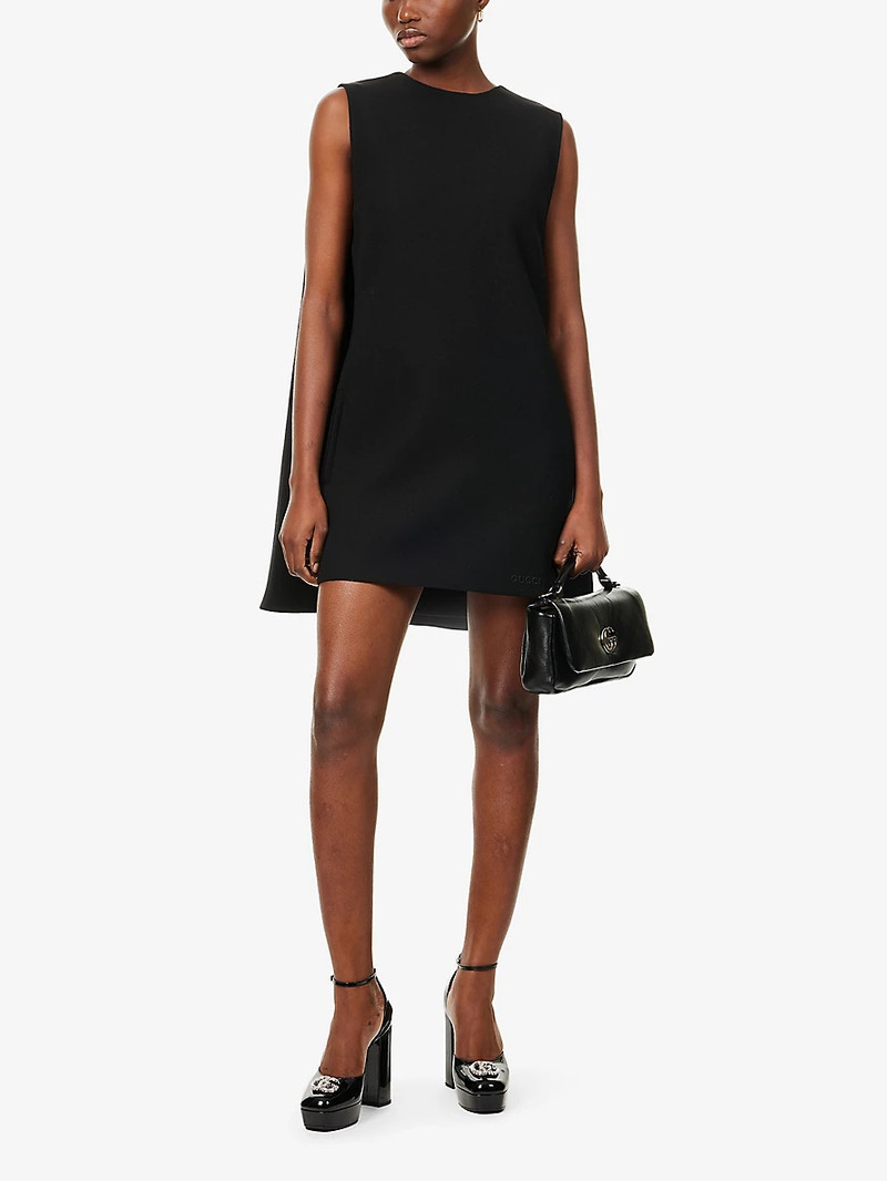 GUCCI Brand-embroidery sleeveless wool mini dress outlook