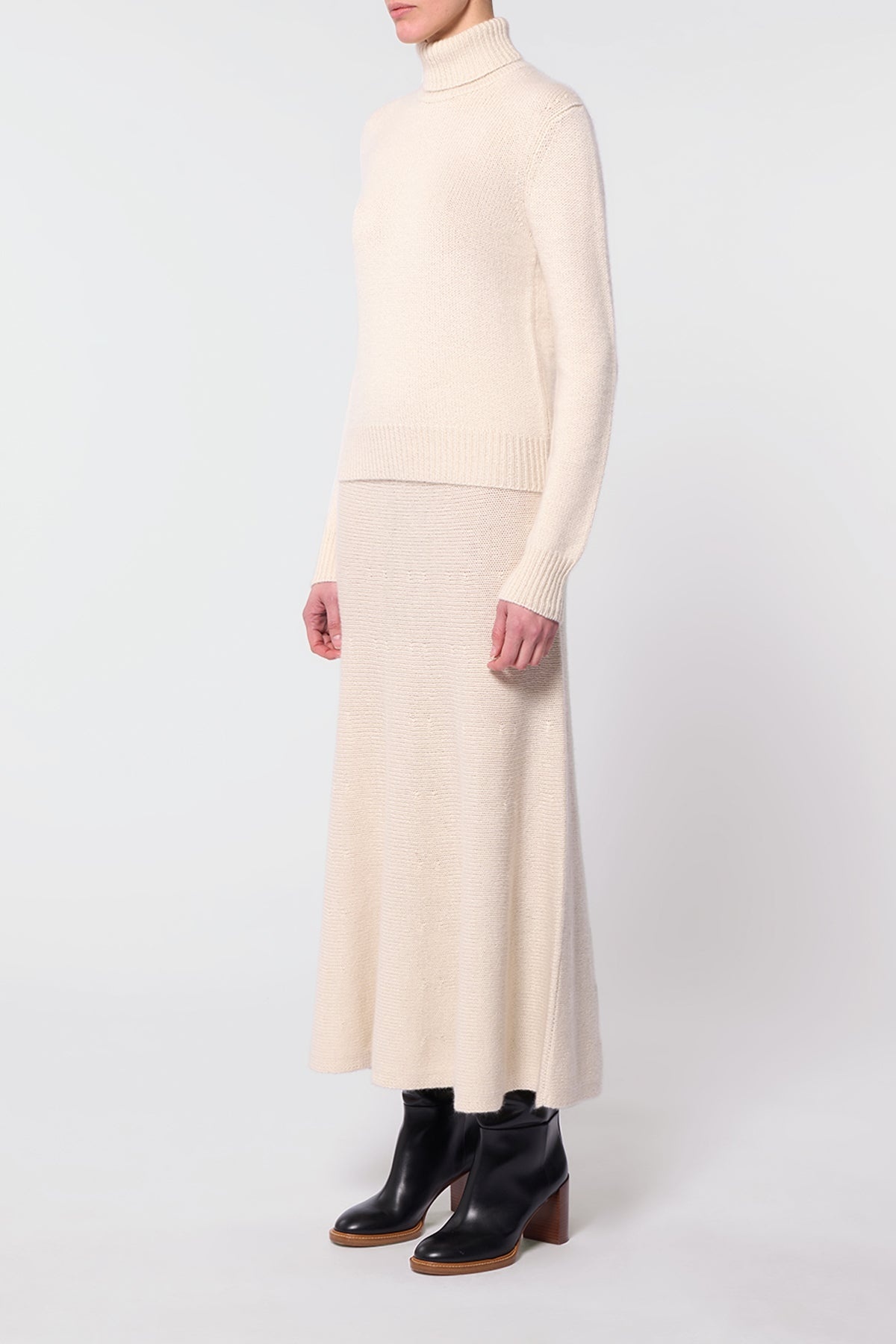 Madden Knit Turtleneck Sweater in Ivory Cashmere - 3