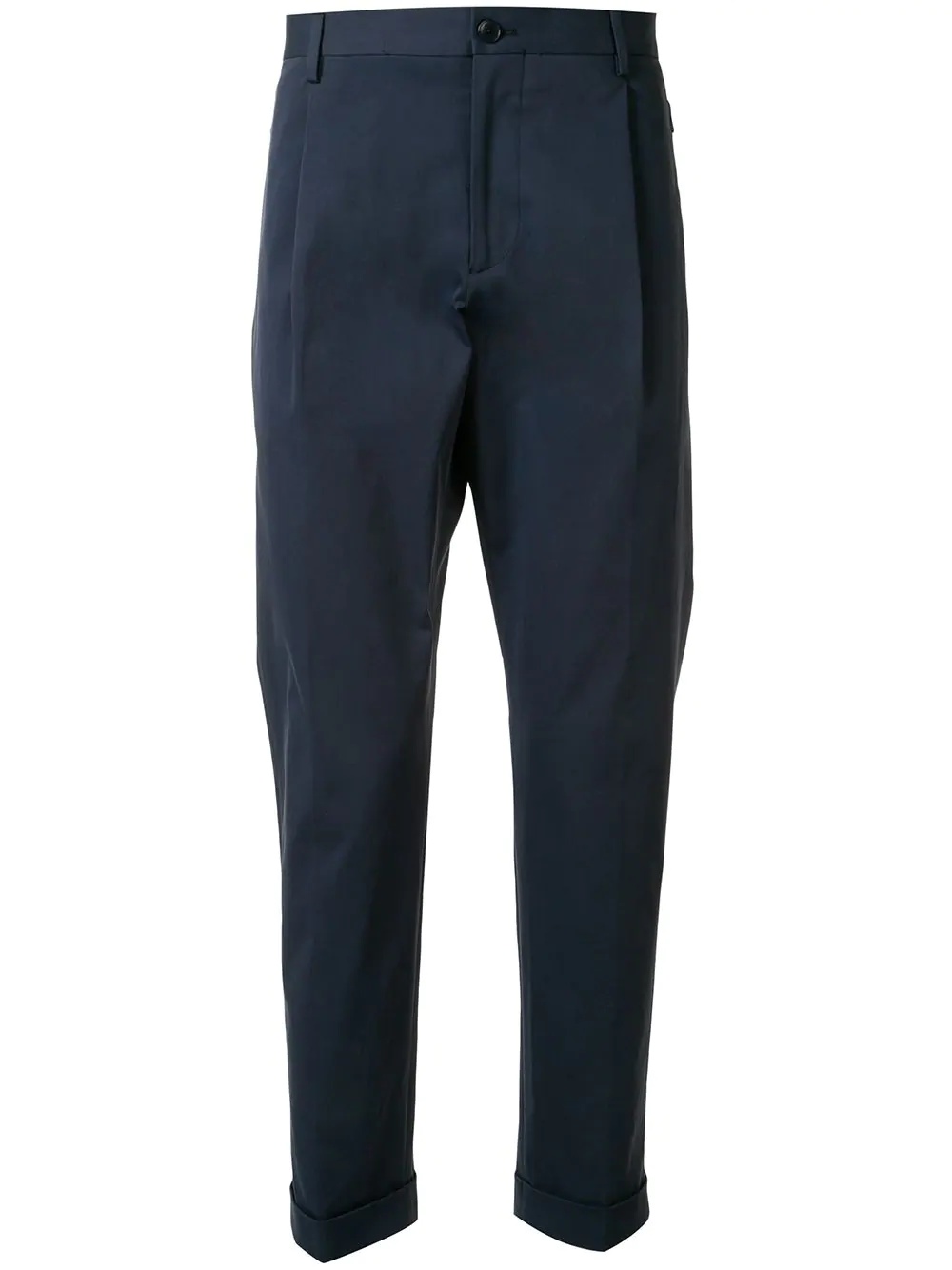 pleated cotton tapered trousers - 1