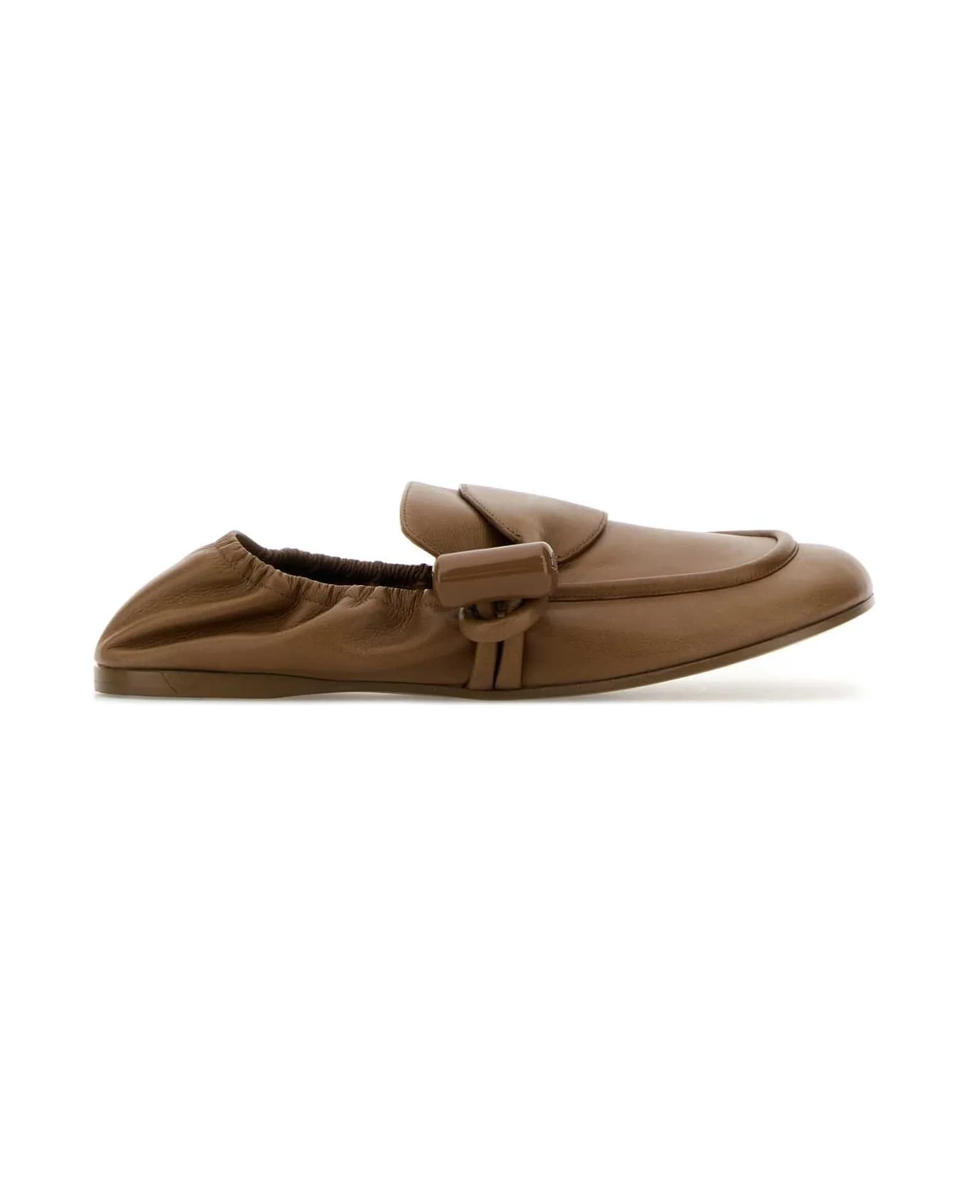 Camel Leather Toggle Loafers - 1