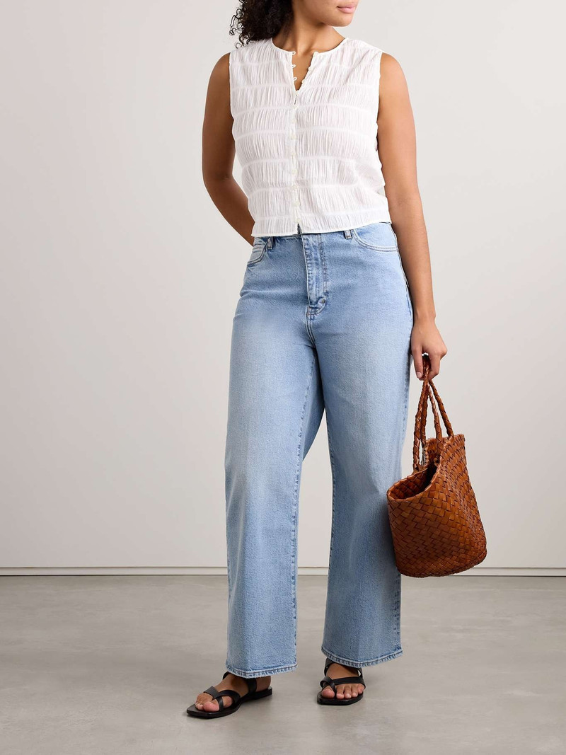 FRAME Shirred cotton-blend voile tank White outlook