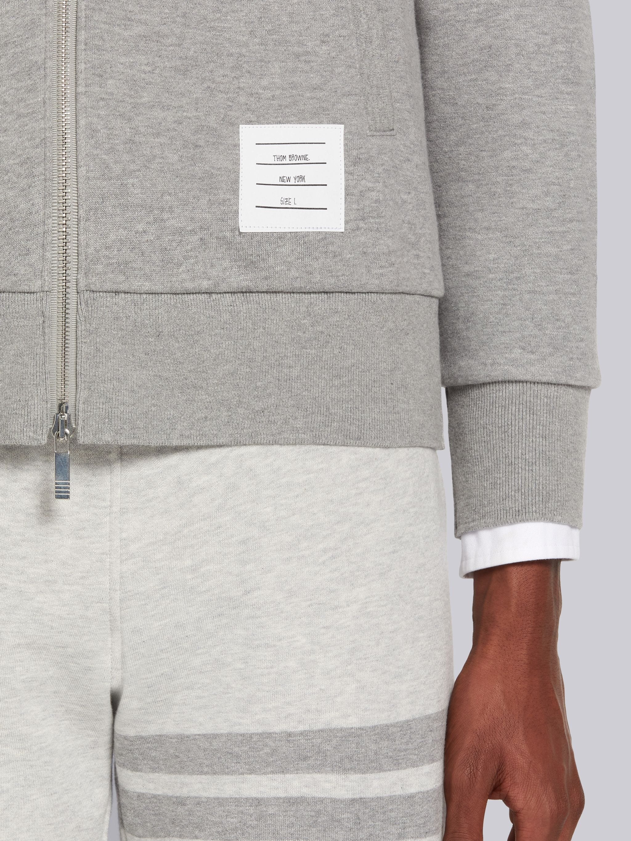 Light Grey Loopback Terry Engineered 4-Bar Bomber Jacket - 6