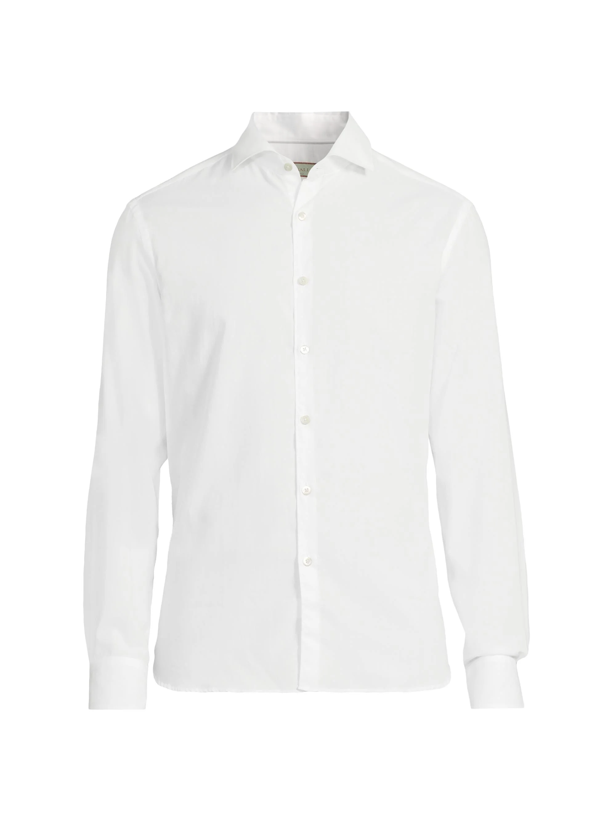 Men's Solid Herringbone Woven Cotton Shirt - White - 1