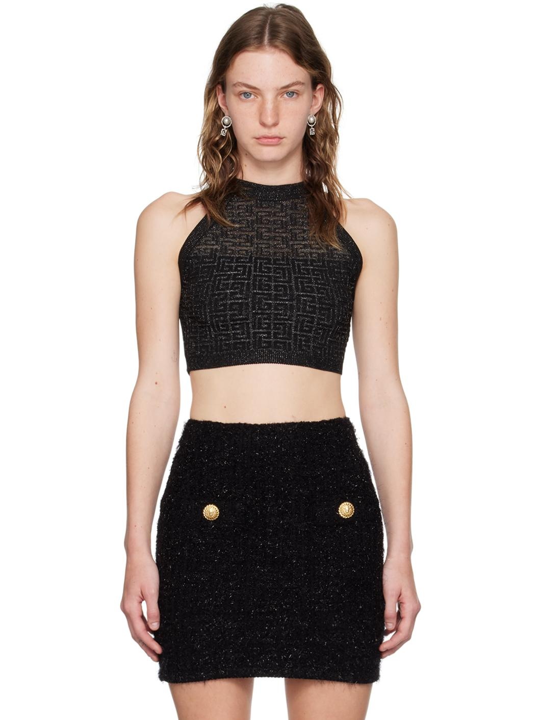 Black 'PB' Labyrinth Tank Top - 1