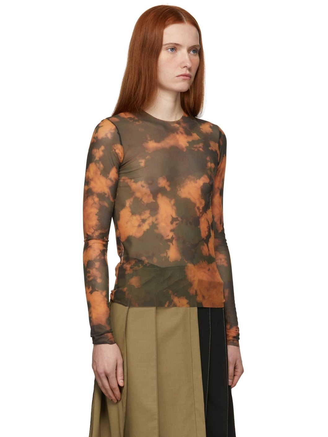 SSENSE Exclusive Orange Mesh Long Sleeve T-Shirt - 2