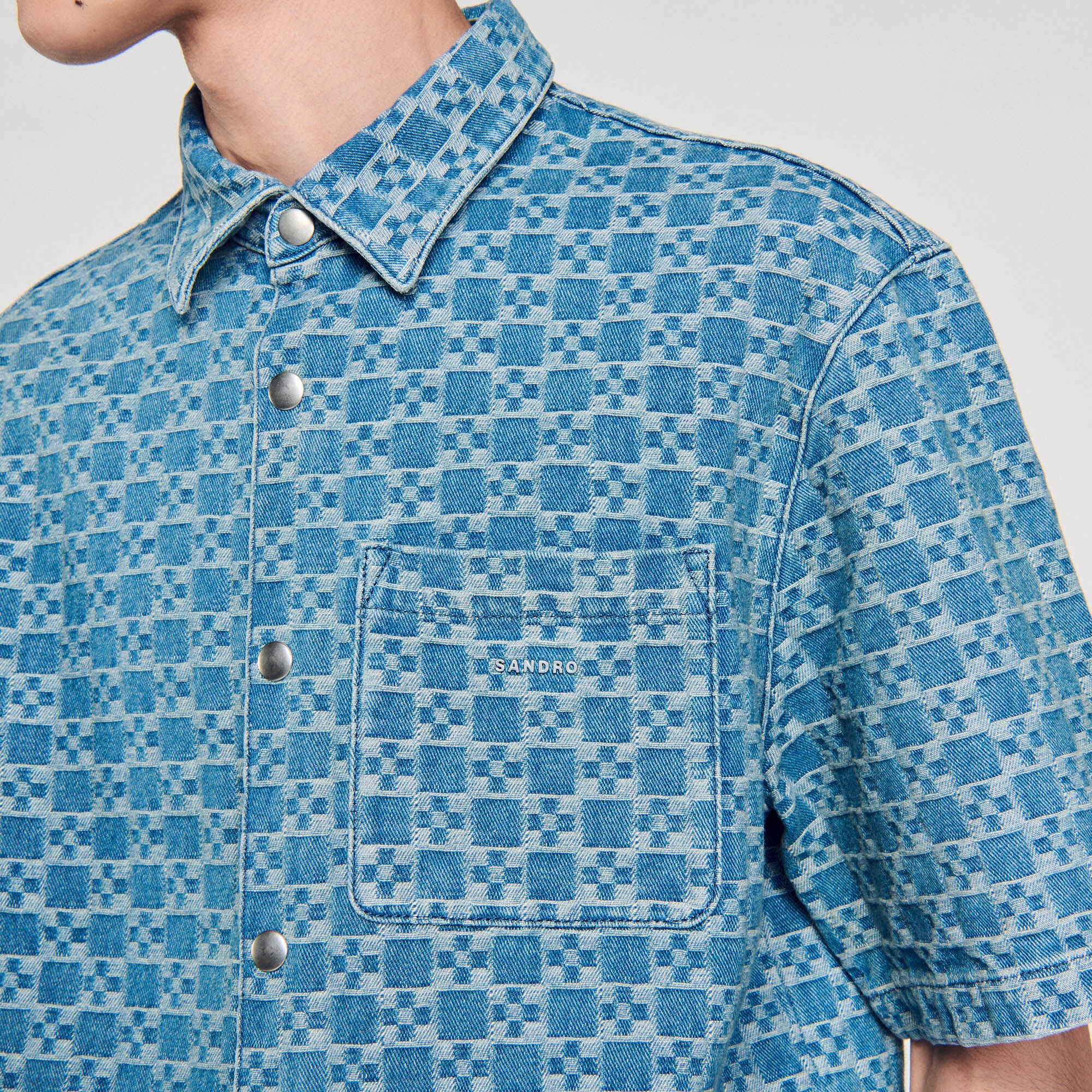 SQUARE CROSS DENIM SHIRT - 3