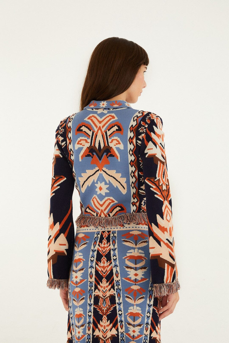 Multicolor Tapestry Fringes Knit Top 3