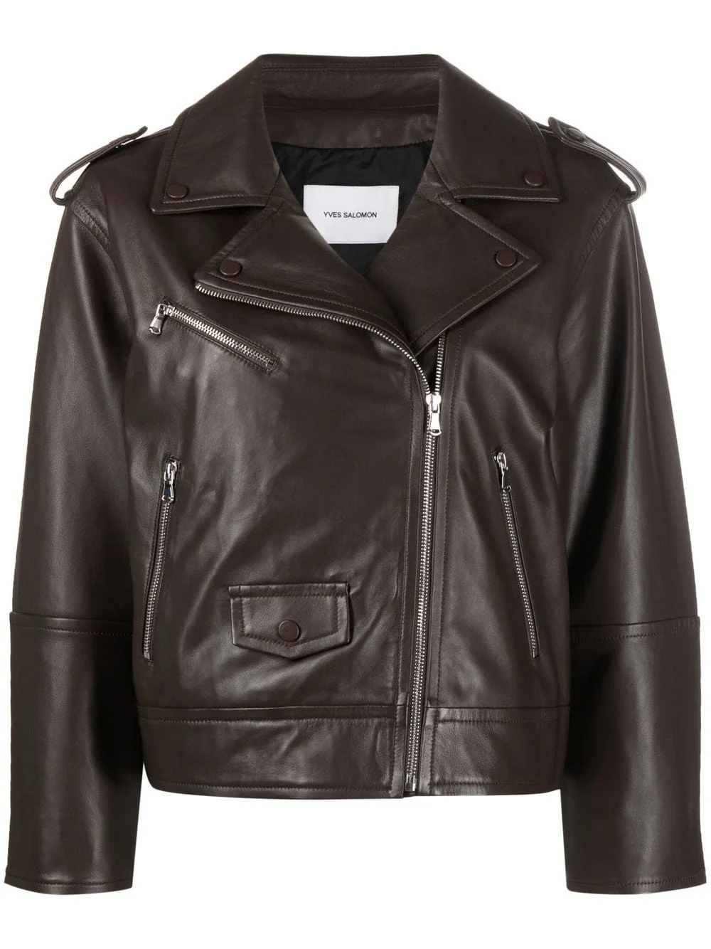 leather zip-up flight jacket - 1