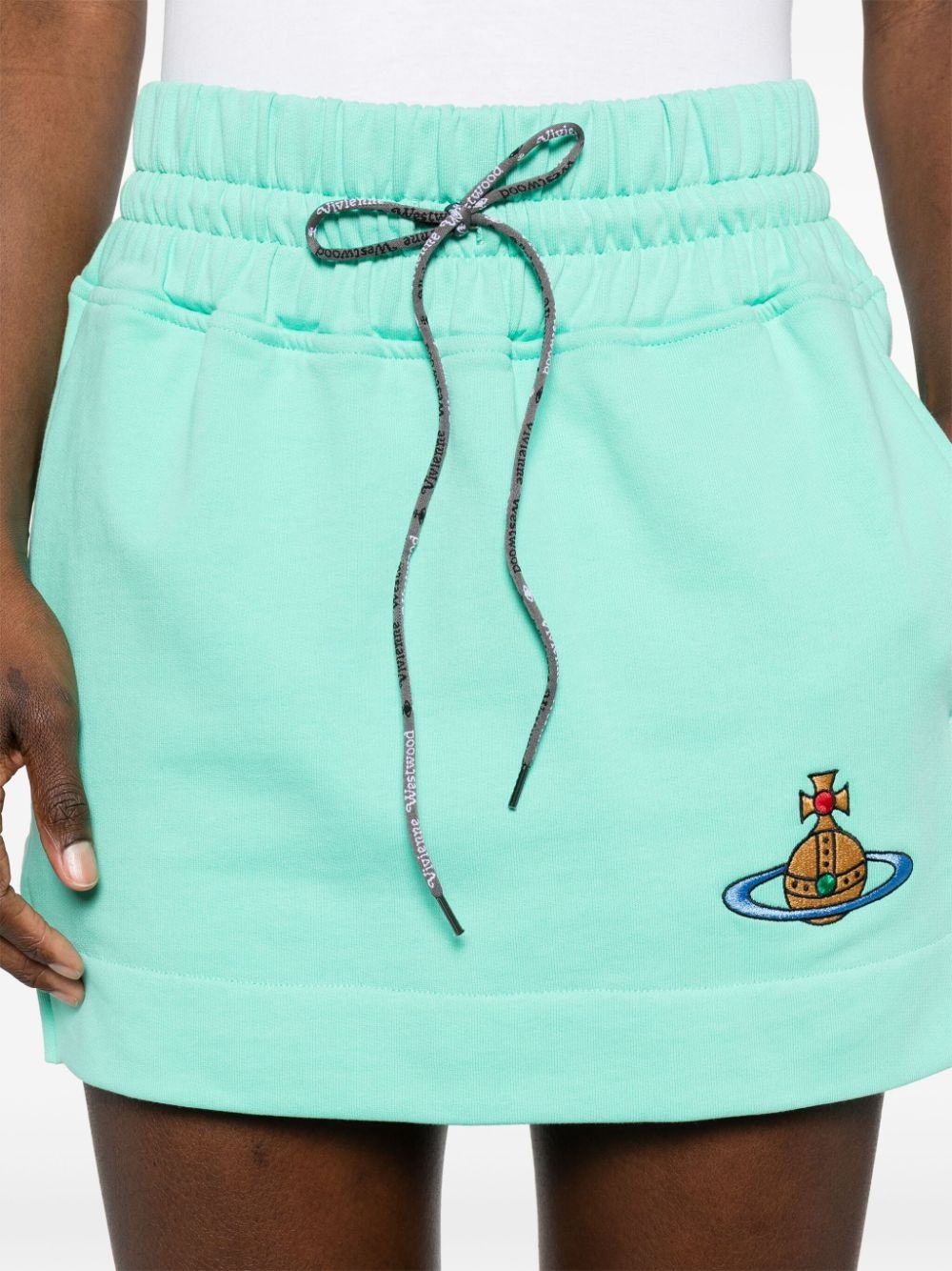 Orb-embroidered cotton miniskirt - 5