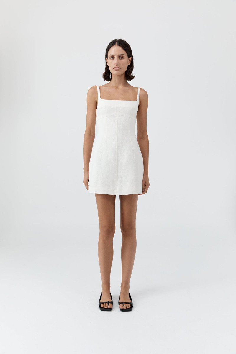 ST. AGNI Tailored Square Neck Mini Dress - Off White outlook