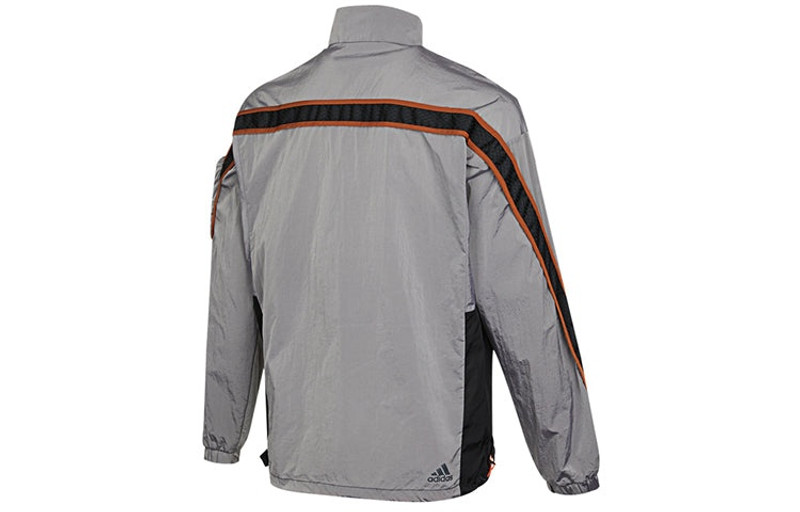 adidas adidas Sports Stylish Stand Collar Cardigan Jacket Black Gray Colorblock GP0843 outlook