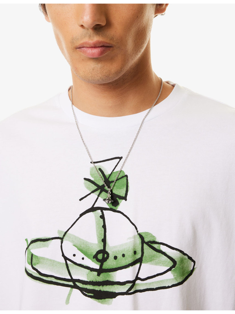 Vivienne Westwood Man. Mayfair Small Orb Rhodium-Plated Brass and Crystal Pendant Necklace outlook