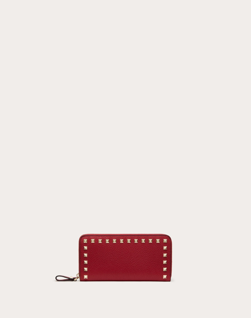 ROCKSTUD GRAINY CALFSKIN ZIPPERED WALLET 1