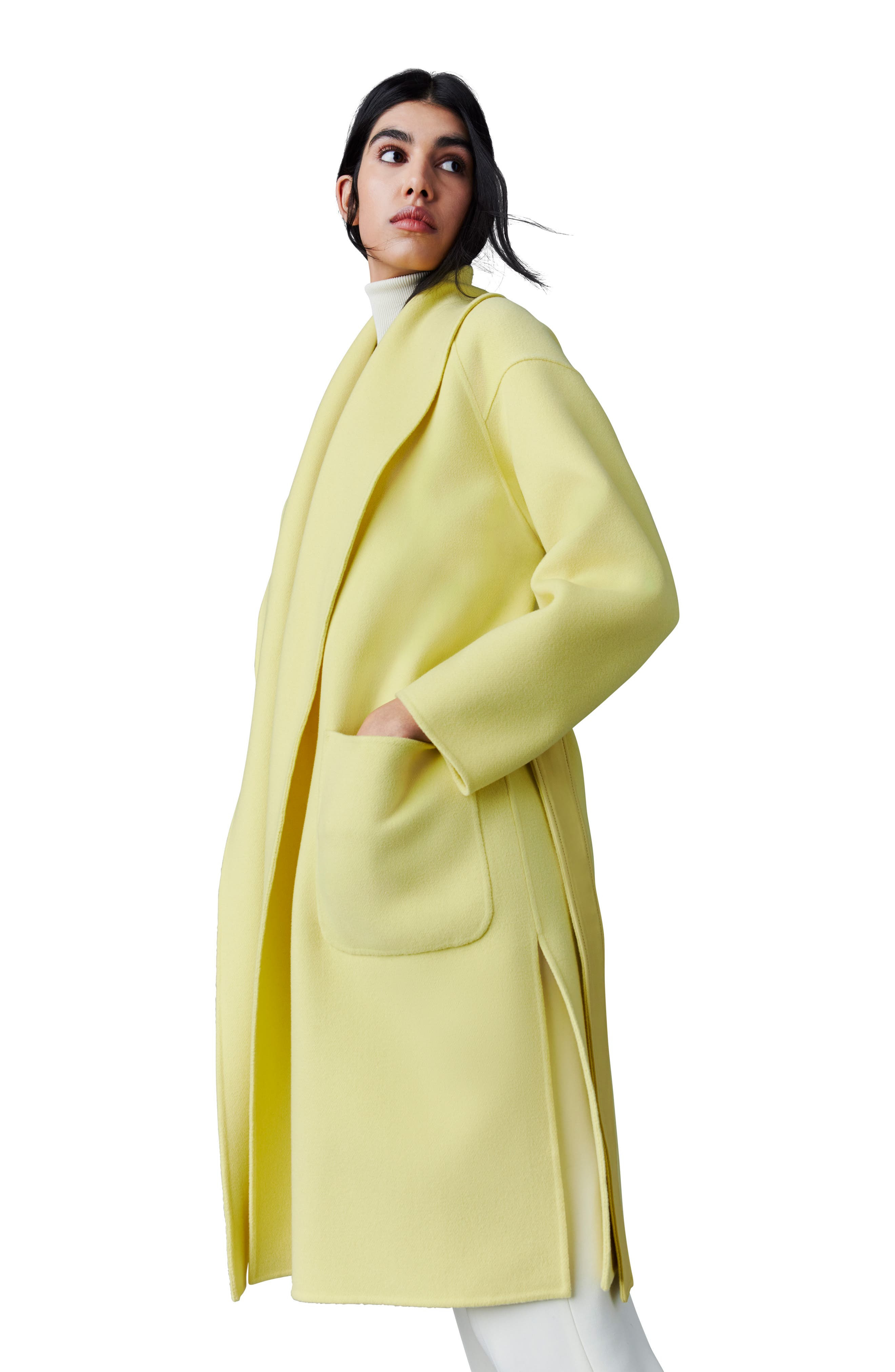 Thalia Double Face Tie Waist Wool Coat - 4