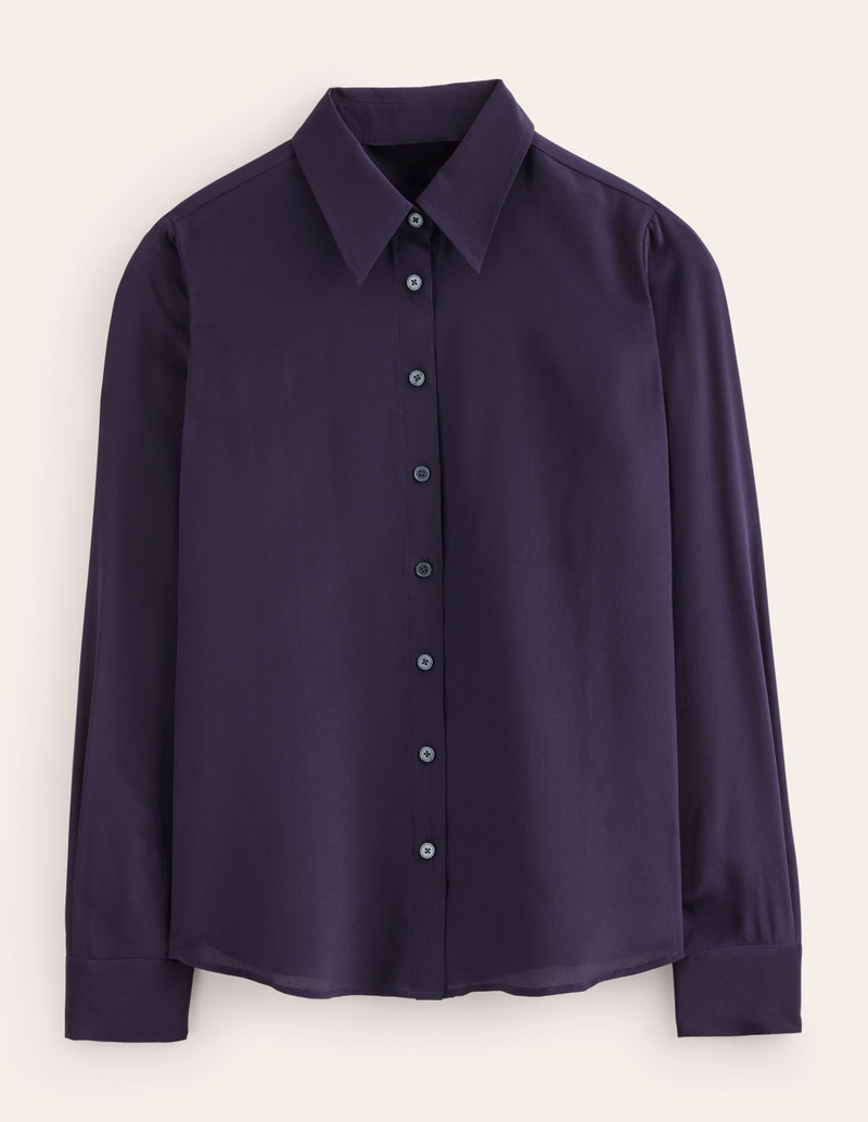 Sienna Silk Shirt-Navy 1