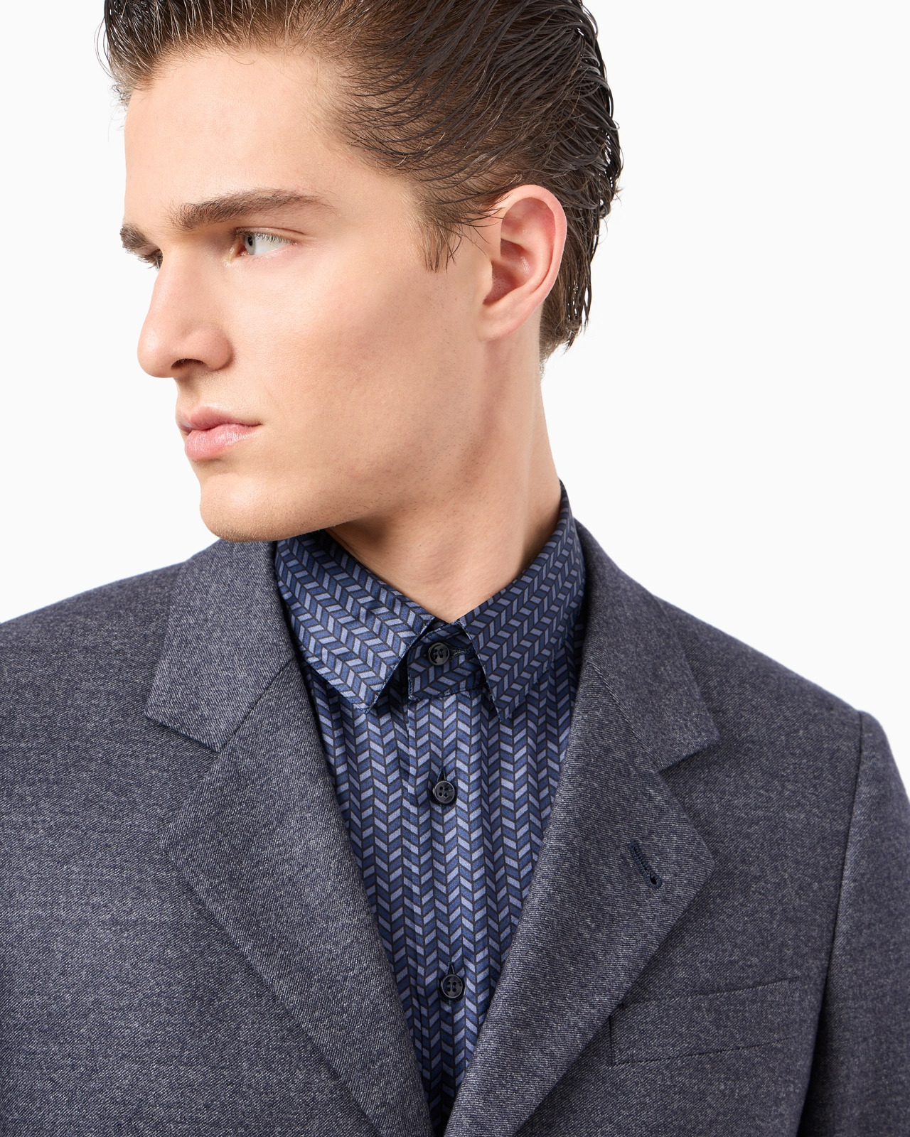 Royal Line single-breasted suit in denim-effect virgin wool and cashmere - 5