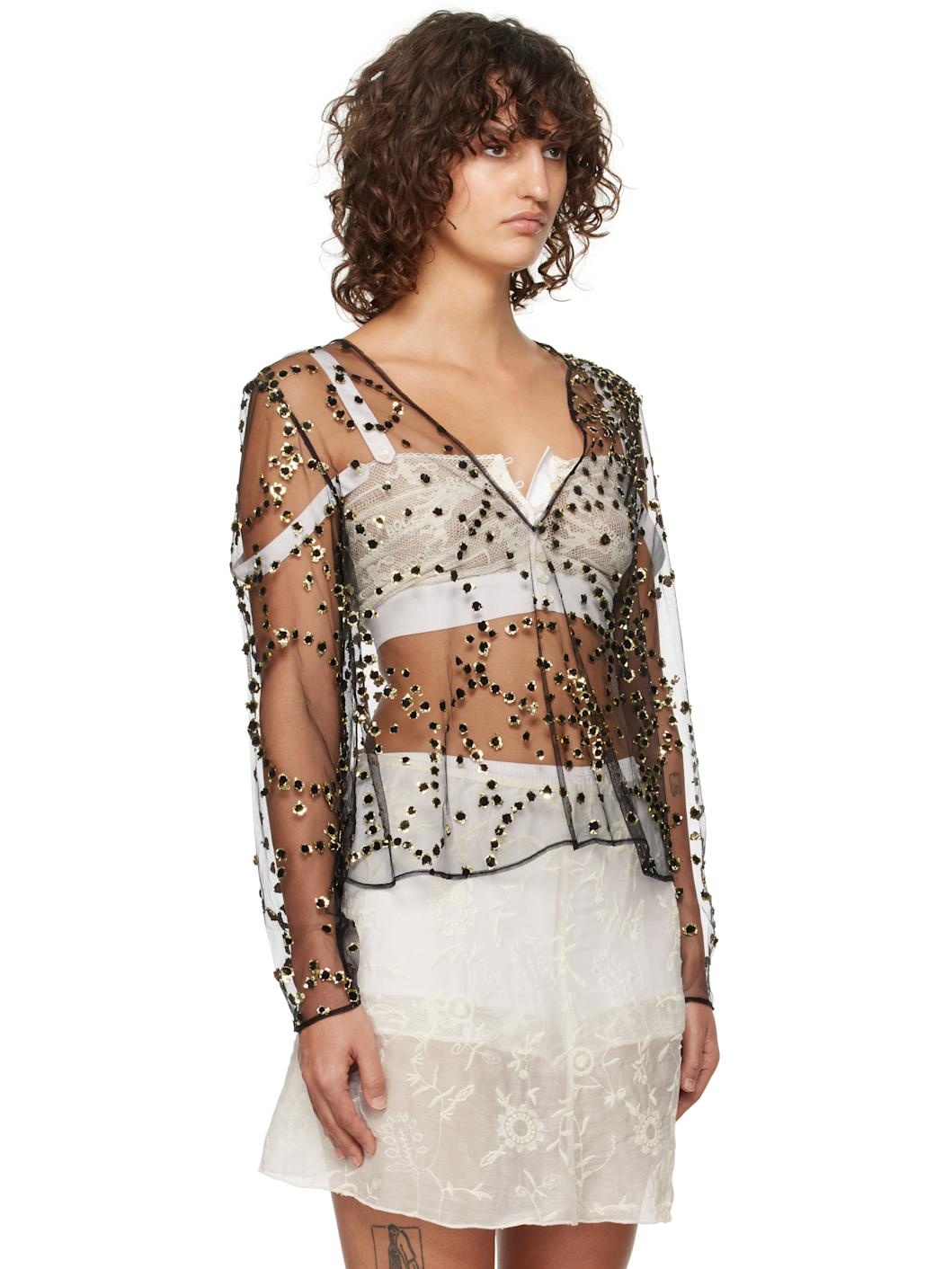Black Sheer Fête Blouse - 2