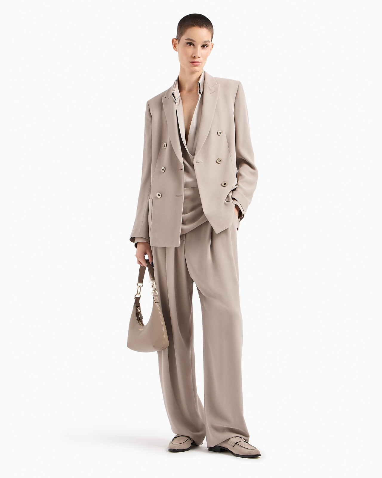 Washed silk double-breasted jacket - 4
